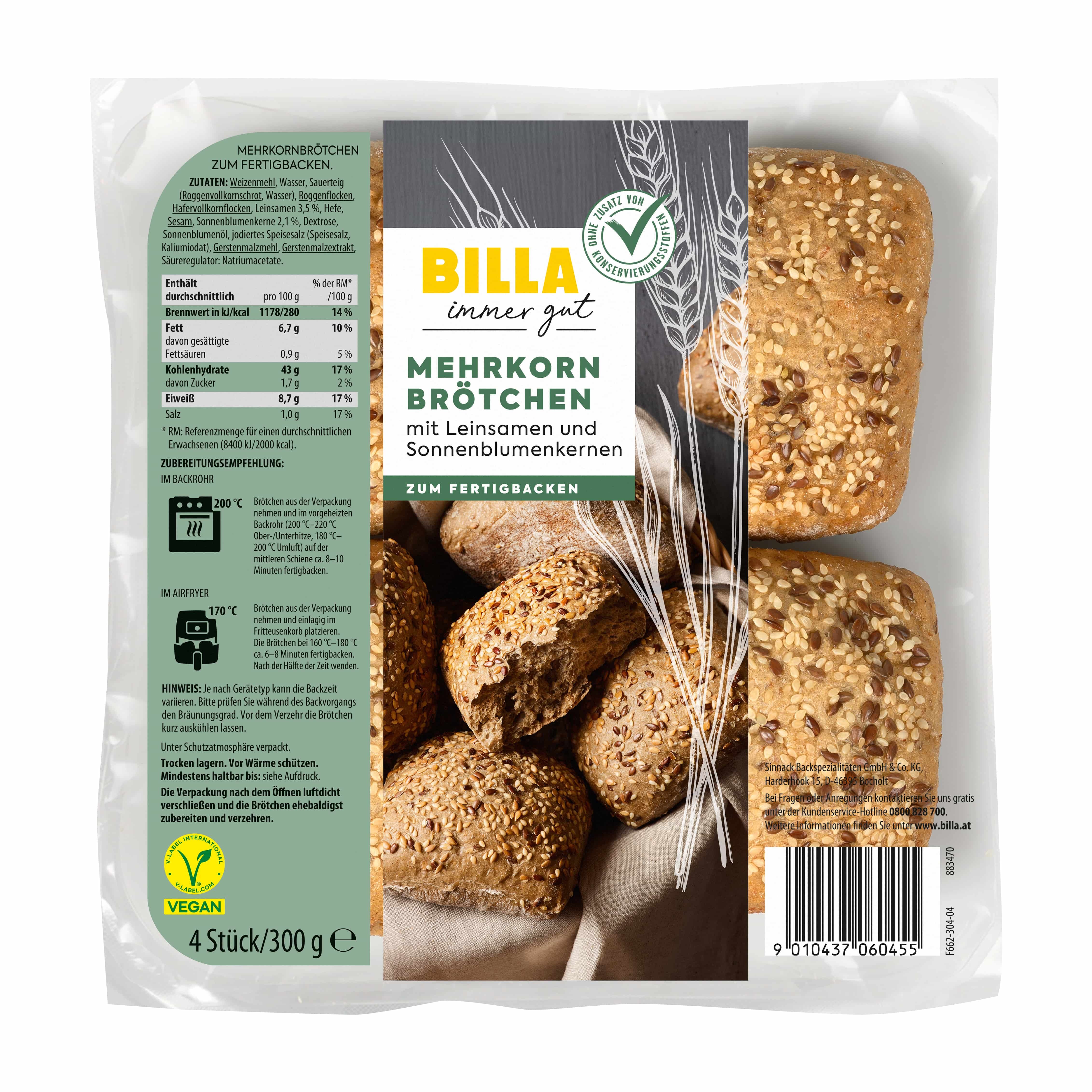 BILLA Mehrkornbrötchen