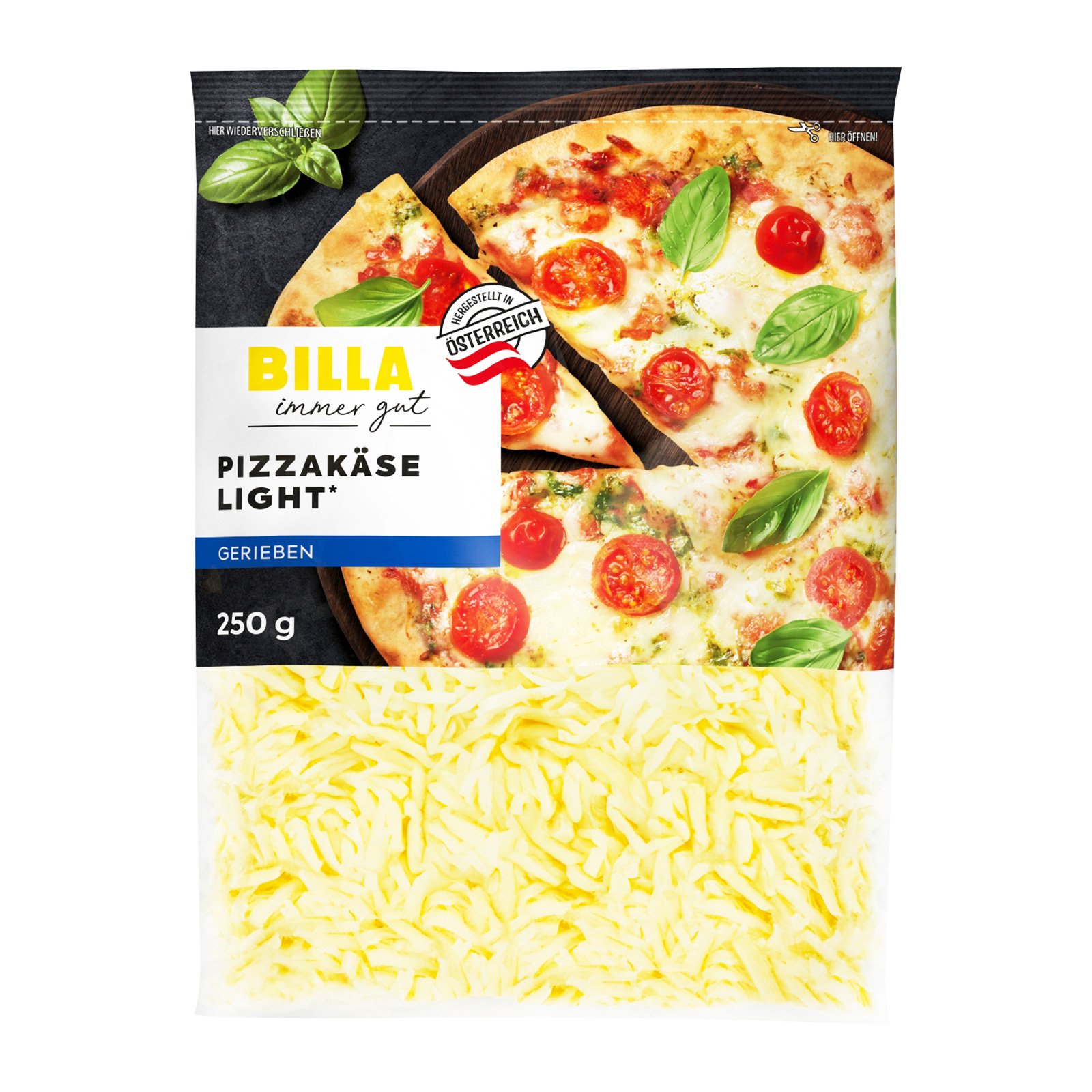 BILLA Pizzakäse gerieben leicht