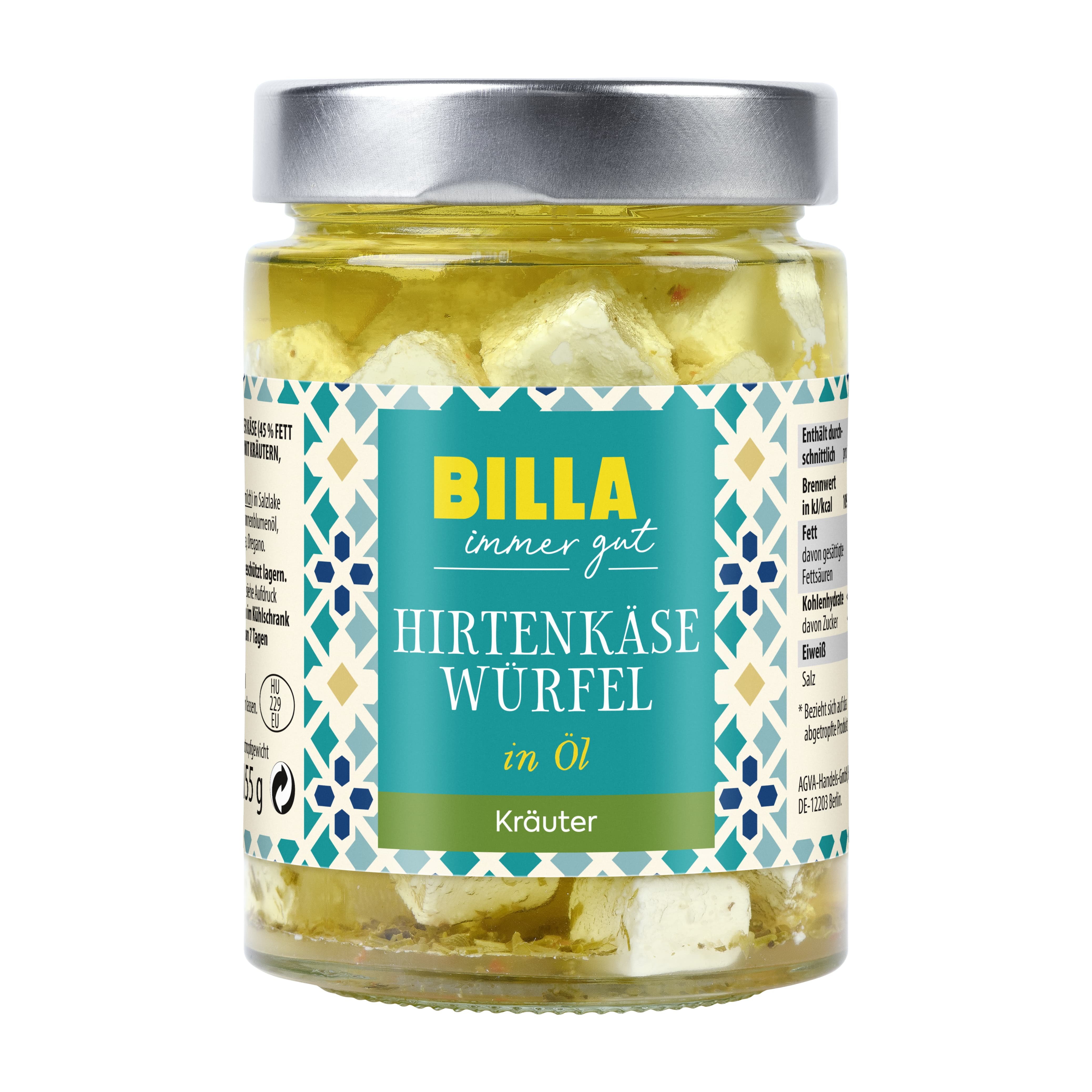 BILLA Hirtenkäsewürfel in Öl mit Kräutern