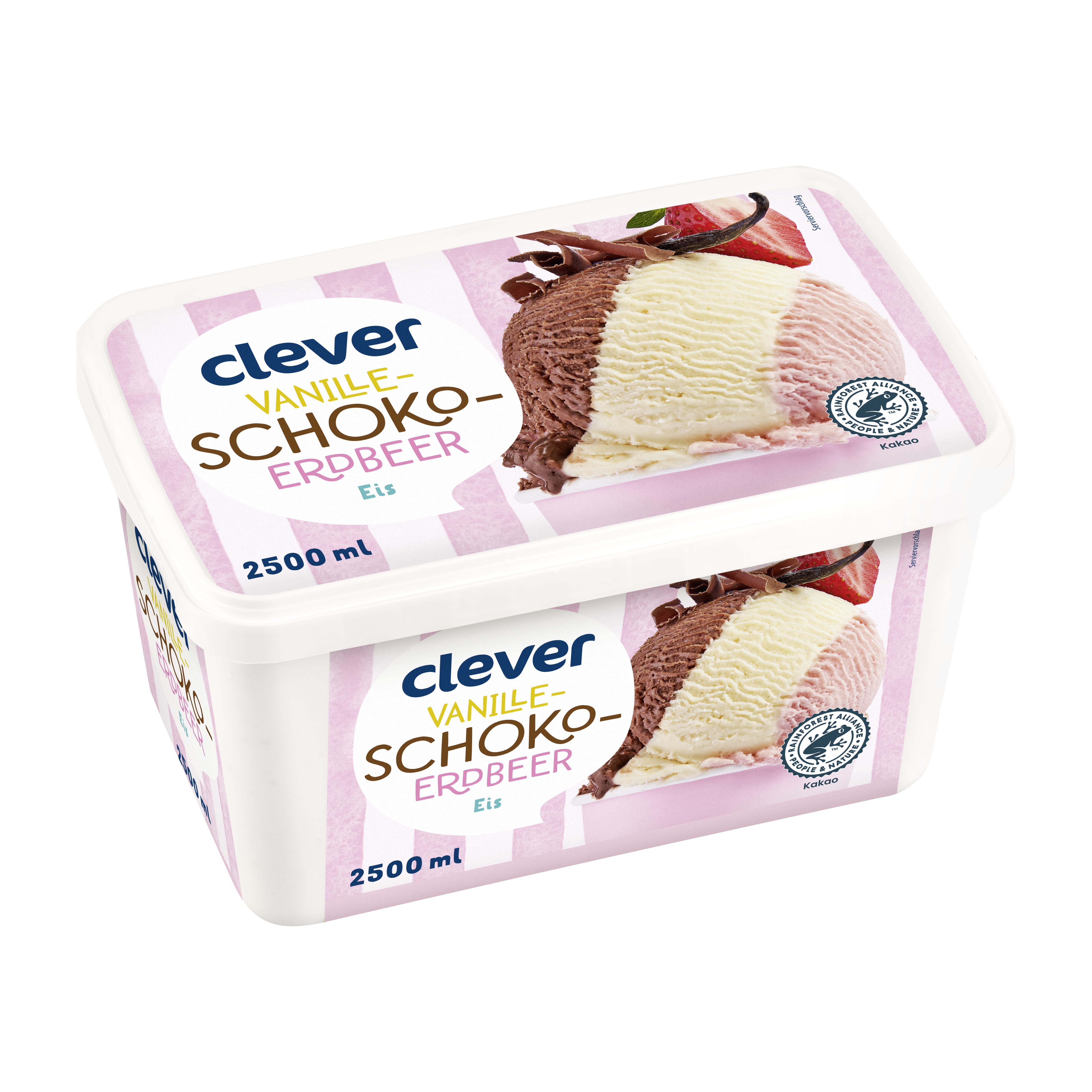 Clever Bourbon Vanille-Schoko-Erdbeer Eis