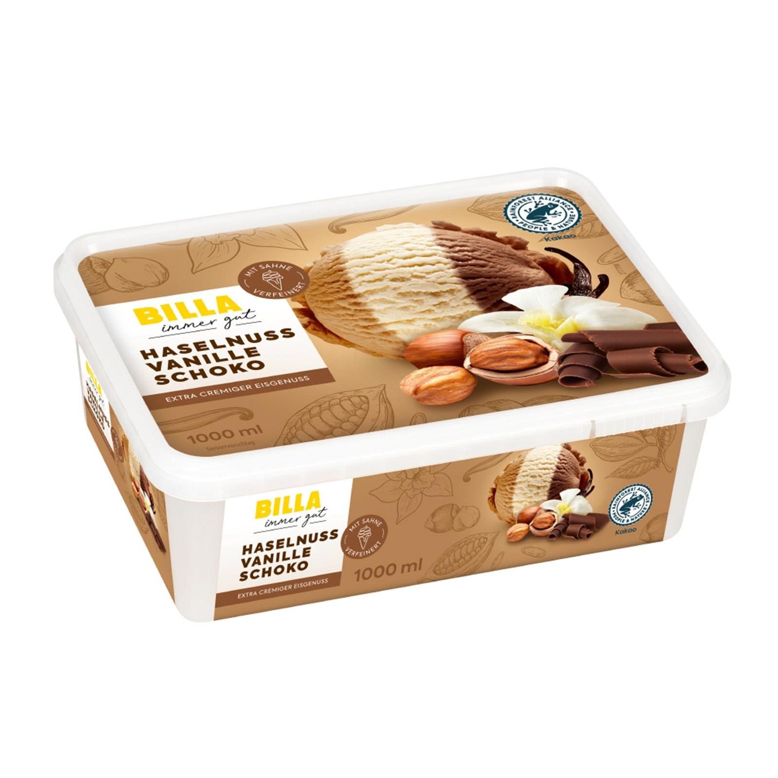 BILLA Haselnuss Vanille Schoko Eis