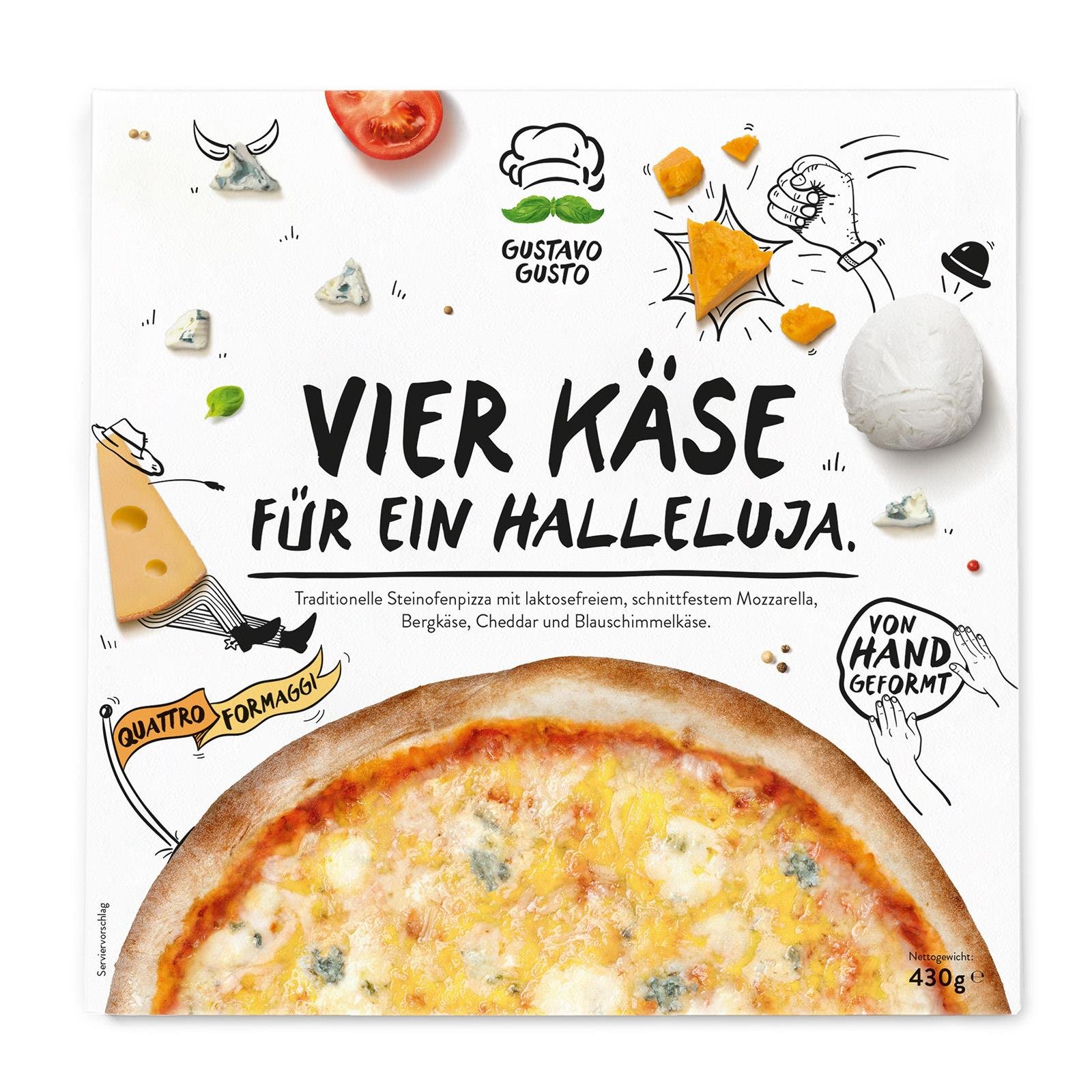 Gustavo Gusto 4 Käse für ein Halleluja Pizza