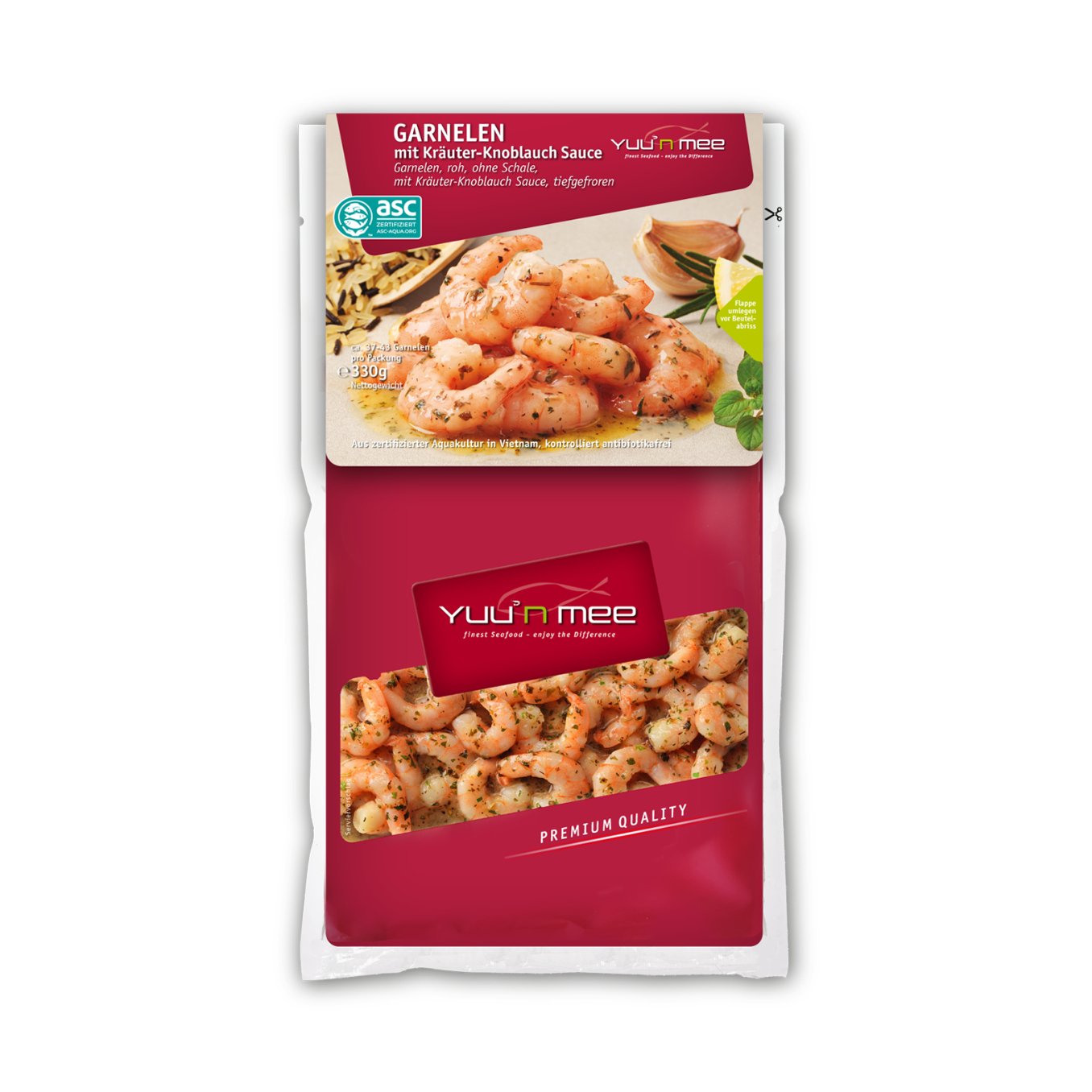 Yuu'n Mee Garnelen mit Kräuter-Knoblauch Sauce