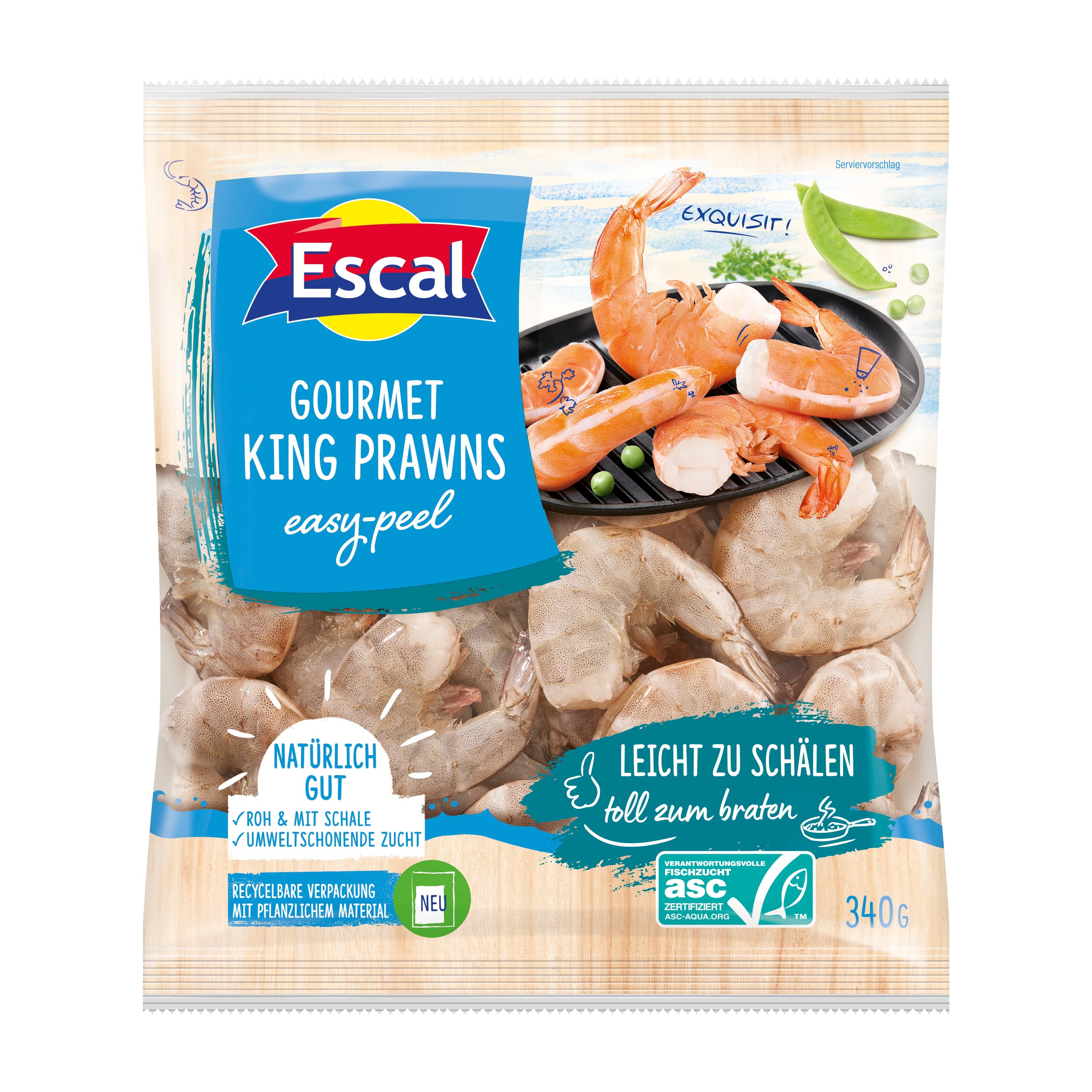 Escal Gourmet King Prawns easy-peel Roh ASC