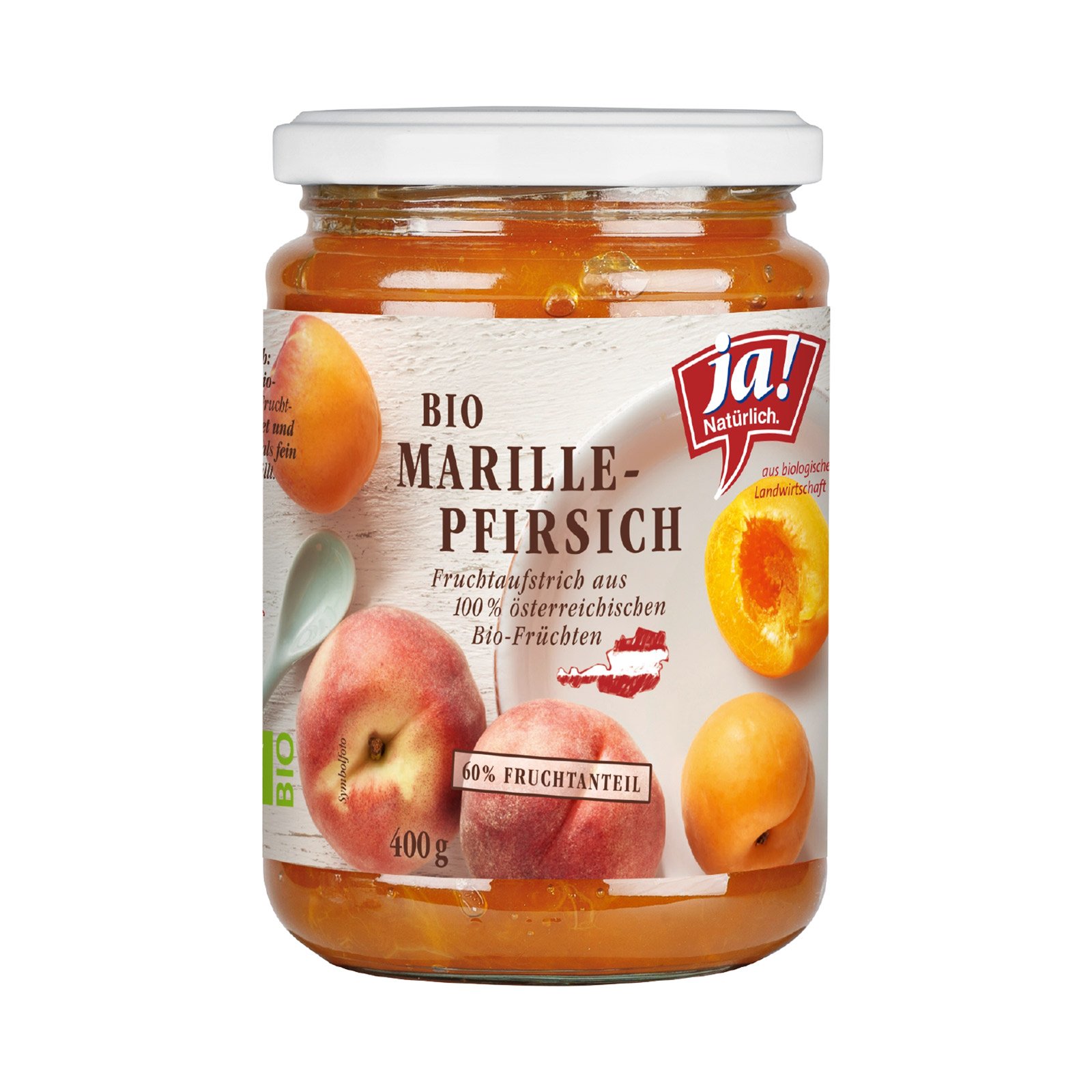 Ja! Natürlich Pfirsich-Marille Fruchtaufstrich