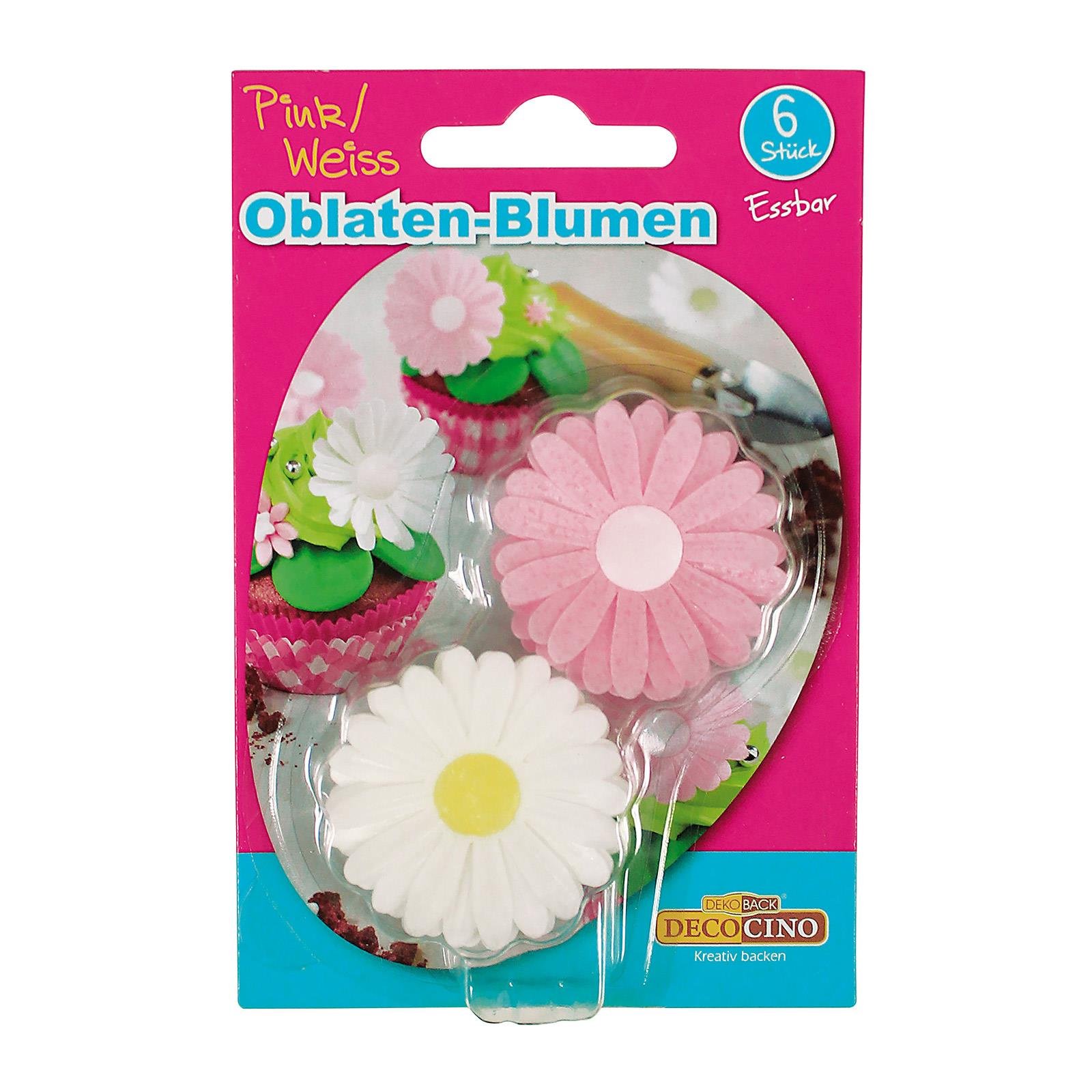 Decocino Oblaten Blumen Pink/Weiß