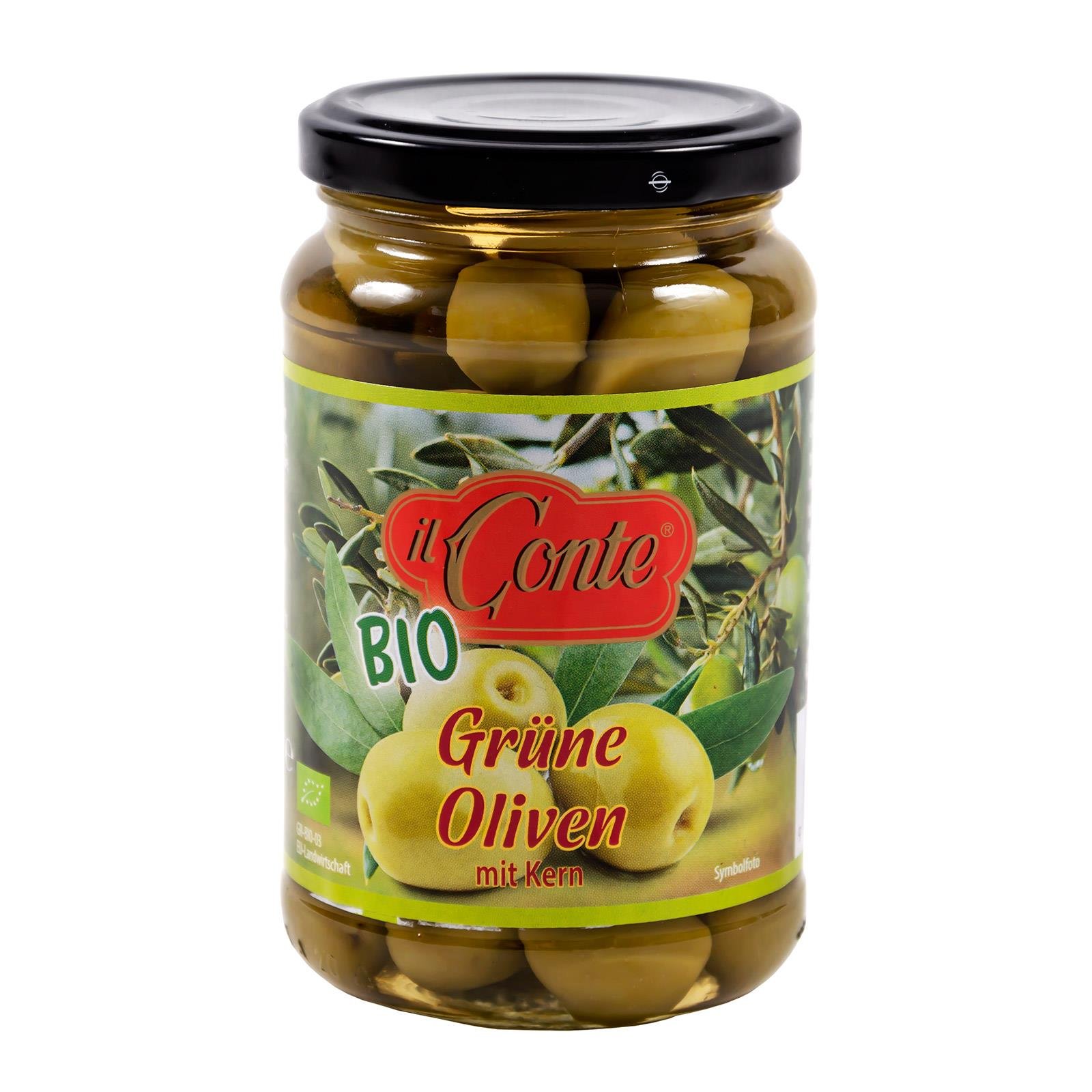 Il Conte Bio Grüne Oliven mit Kern