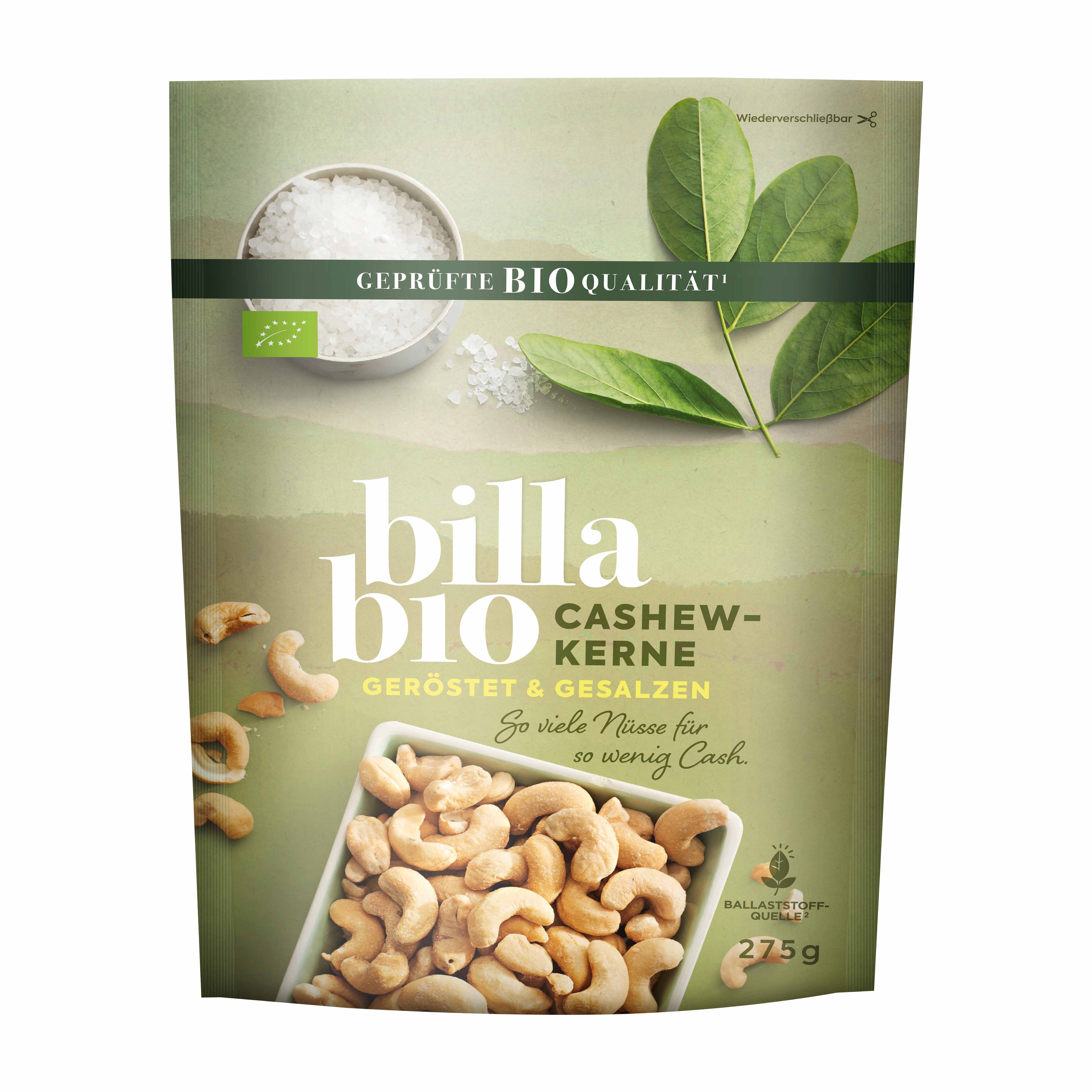 BILLA Bio Cashewkerne geröstet & gesalzen