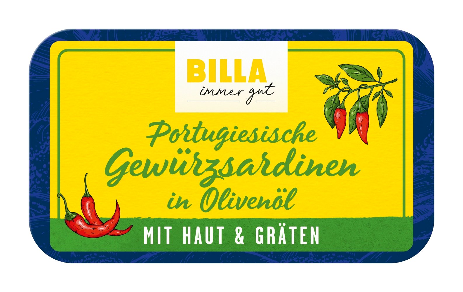 BILLA Sardinen gewürzt in Olivenöl mit Haut & Gräten