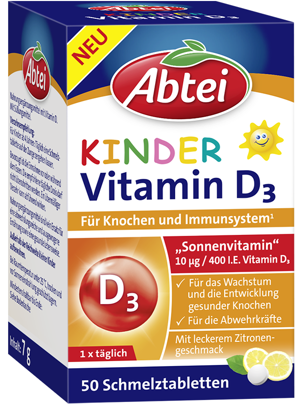 Abtei Kinder Vitamin D3 Schmelztabletten