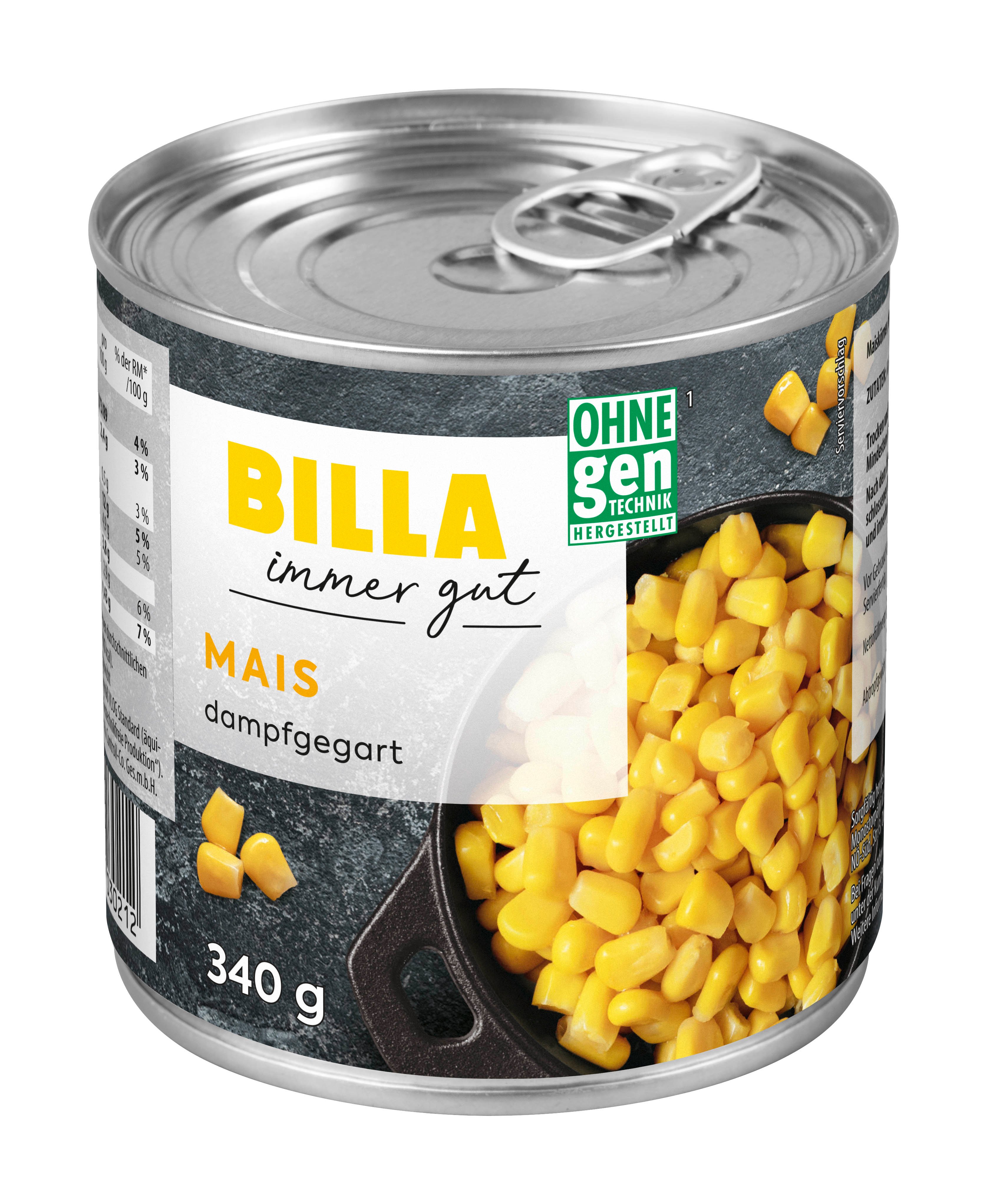 BILLA Mais dampfgegart