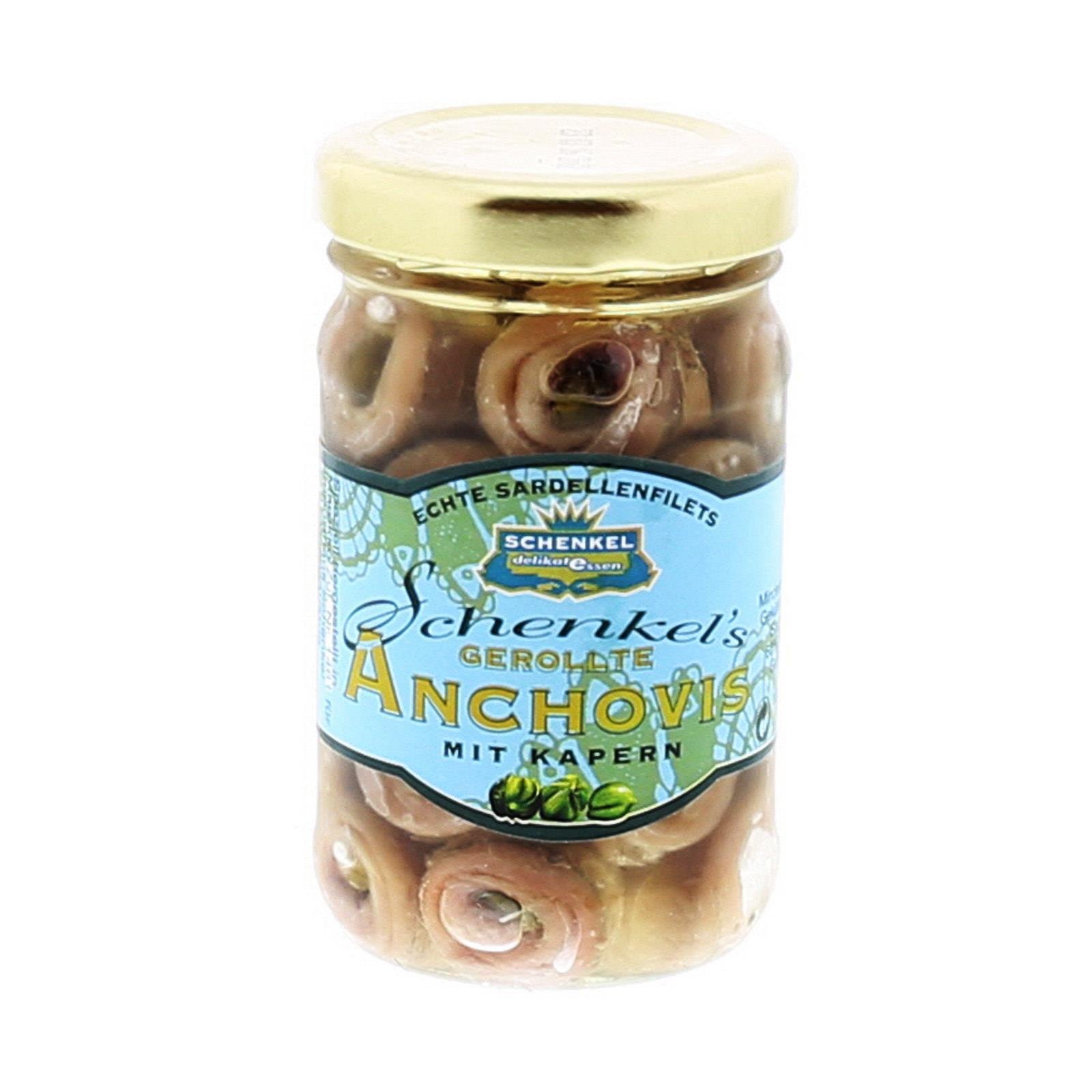 Schenkel Anchovis mit Kapern in Olivenöl