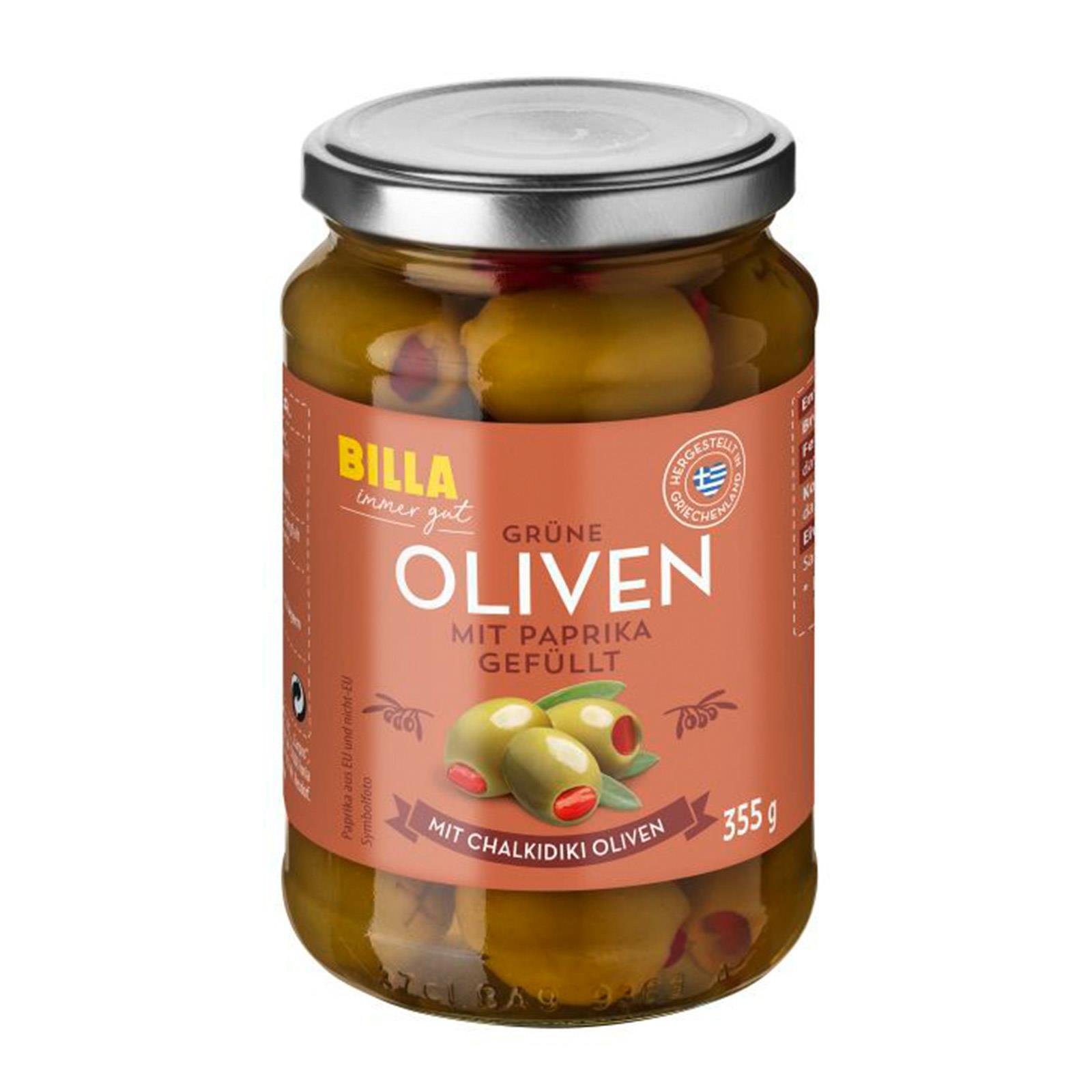 BILLA Grüne Oliven mit Paprika