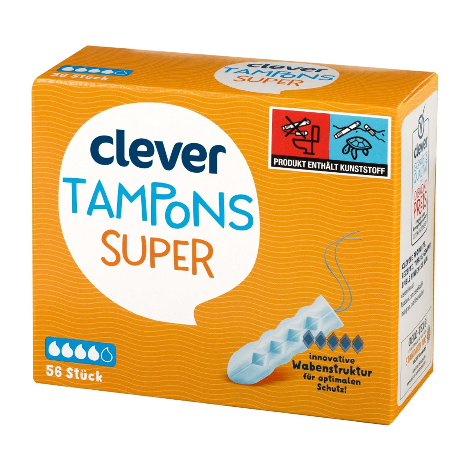 Clever Tampons Super mit Wabenstruktur