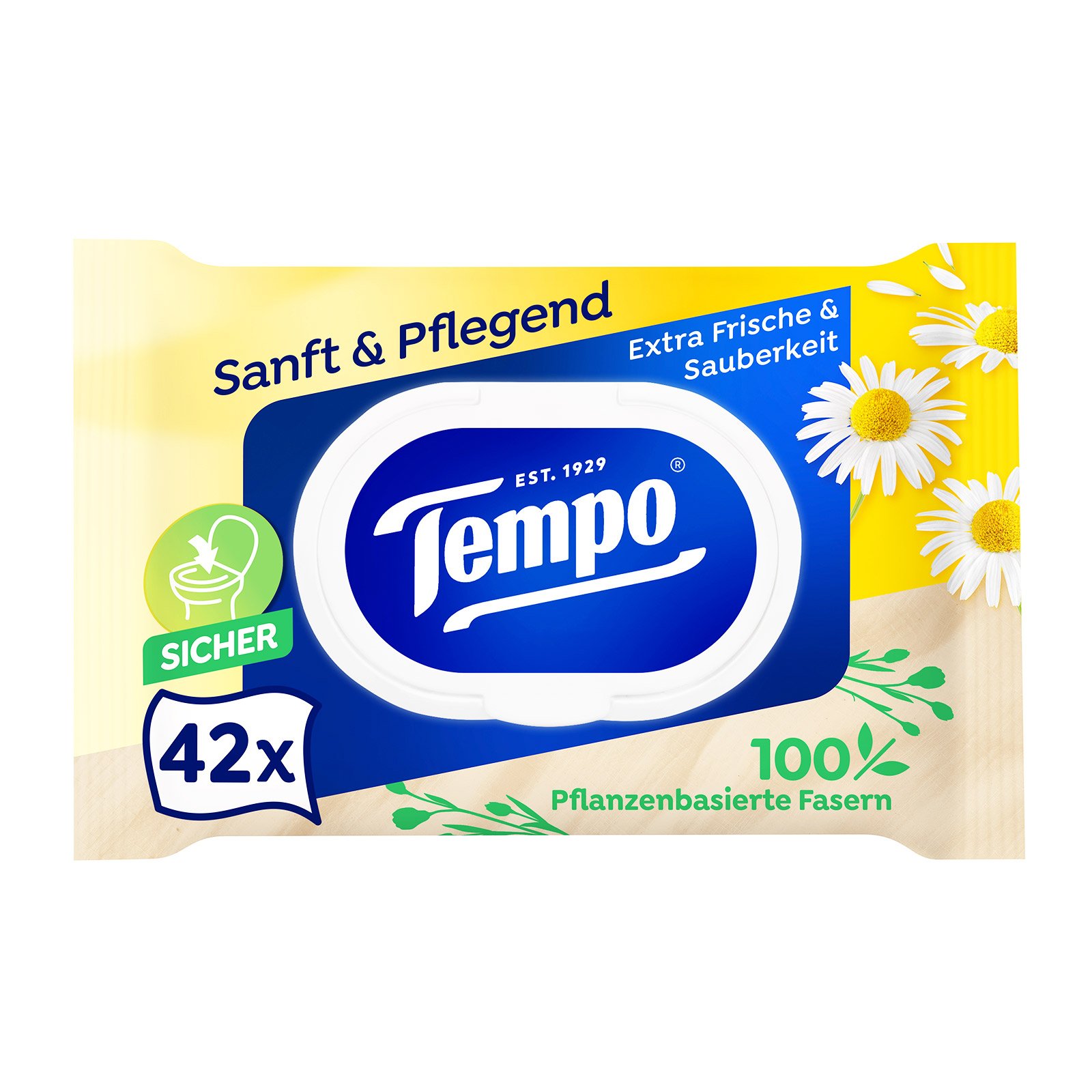 Tempo Feuchte Toilettentücher Kamille