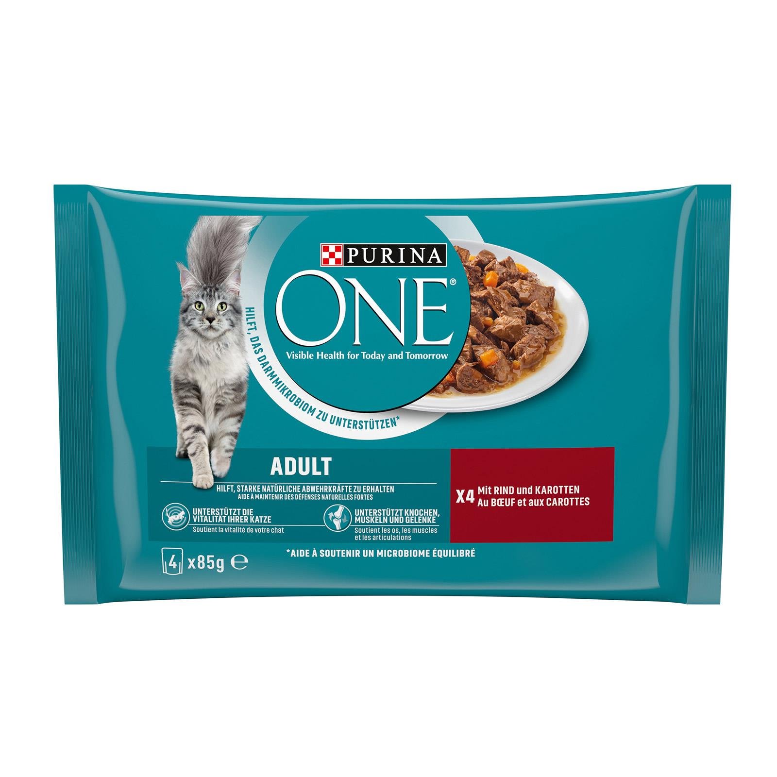 Purina One Adult mit Rind & Karotten 4er