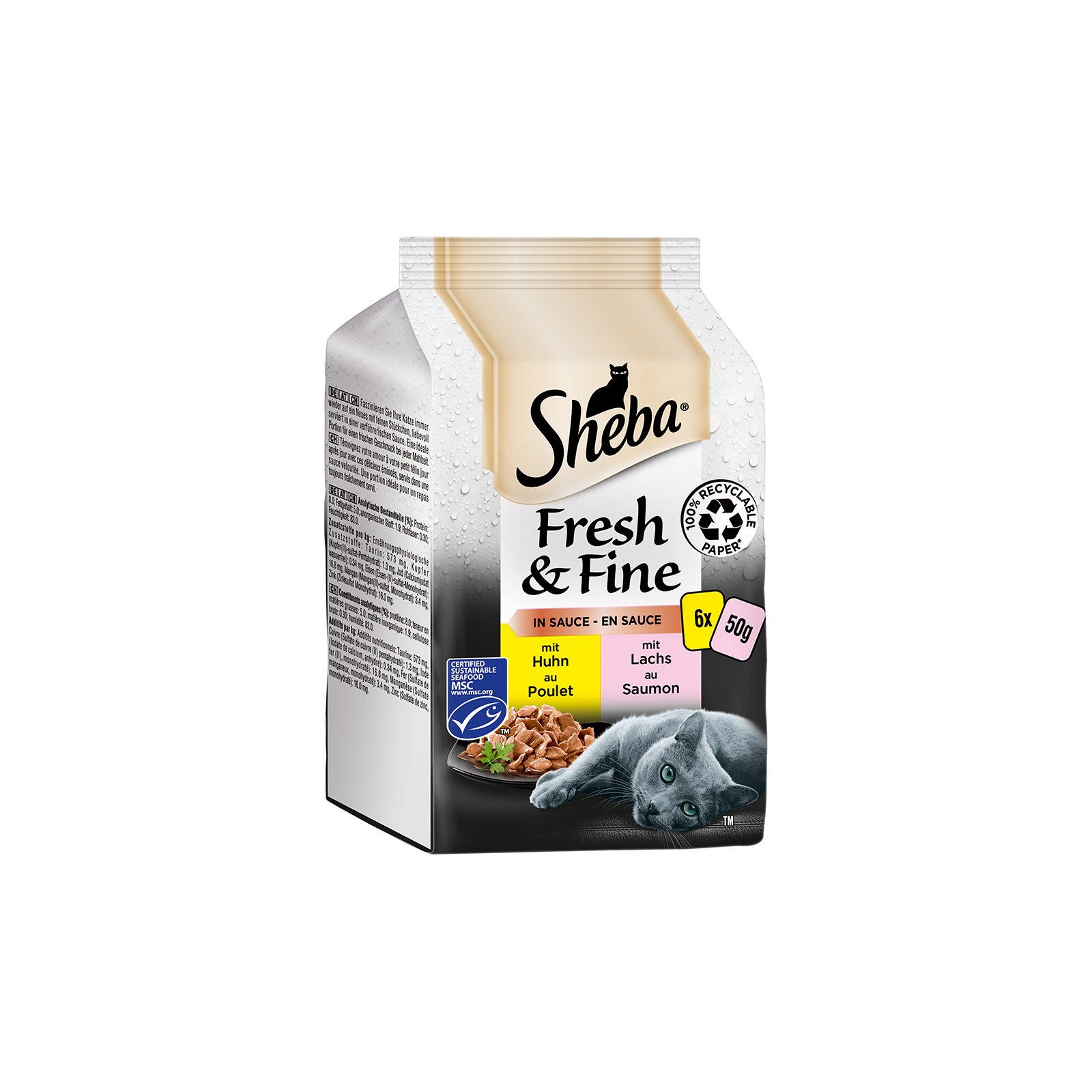 Sheba Fresh&Fine in Sauce mit Huhn & Lachs