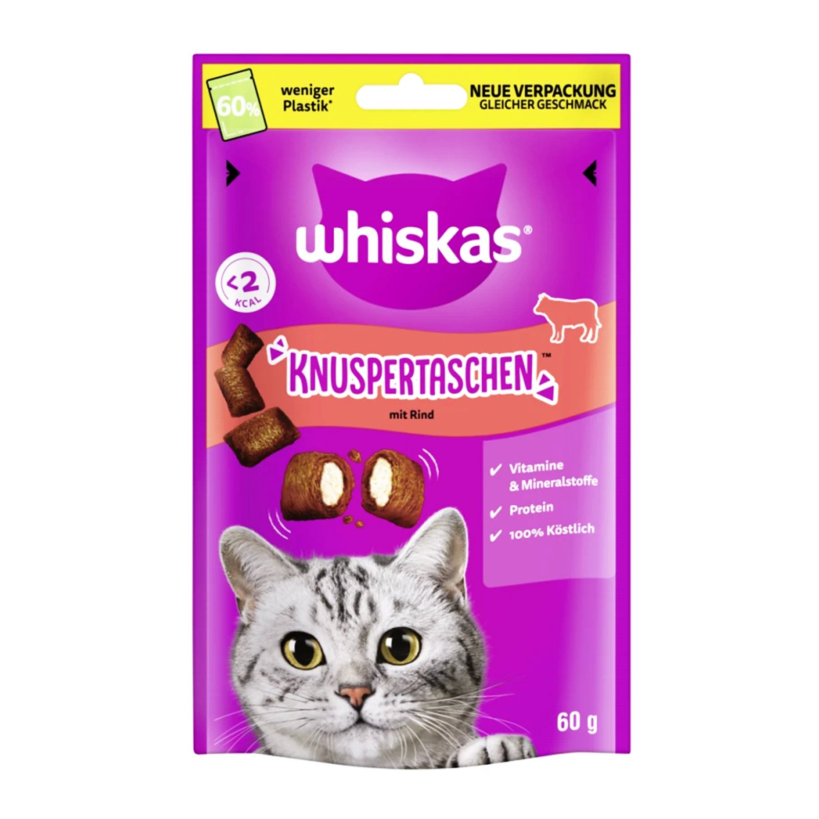 Whiskas Snacks Knuspertaschen mit Rind