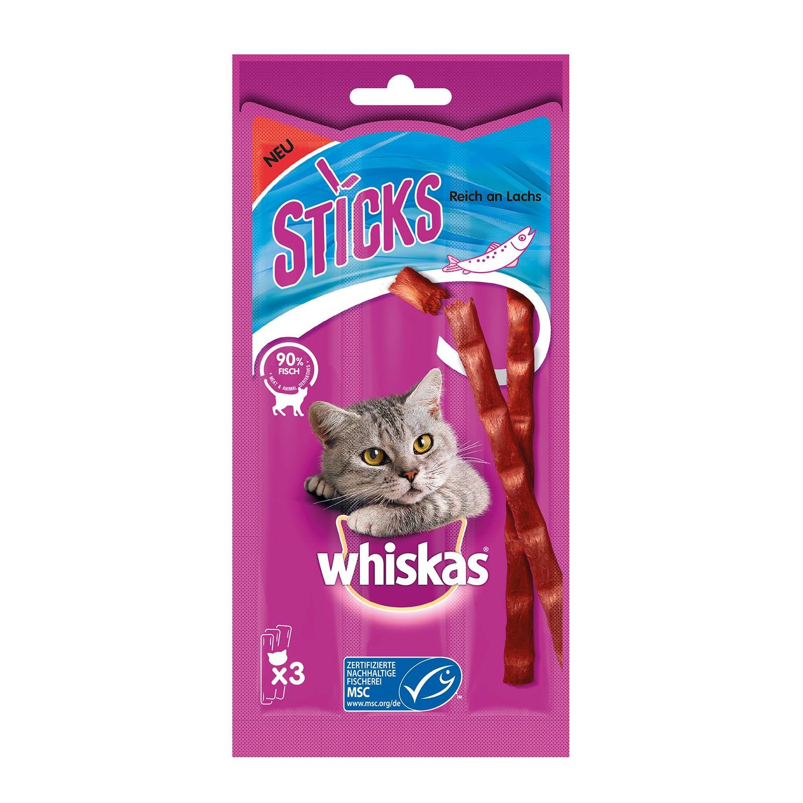 Whiskas Sticks Reich an Lachs