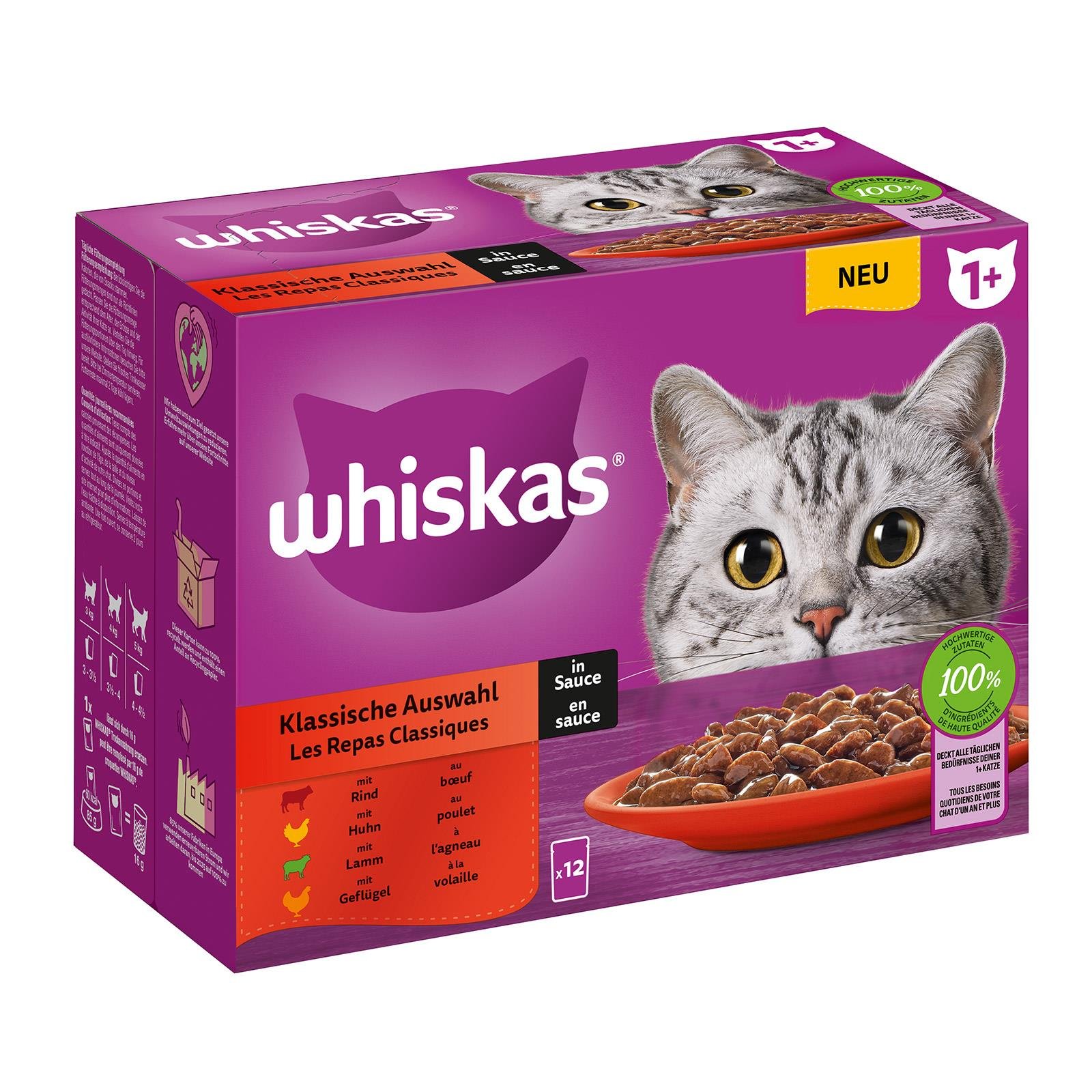 Whiskas Klassische Auswahl in Sauce 1+