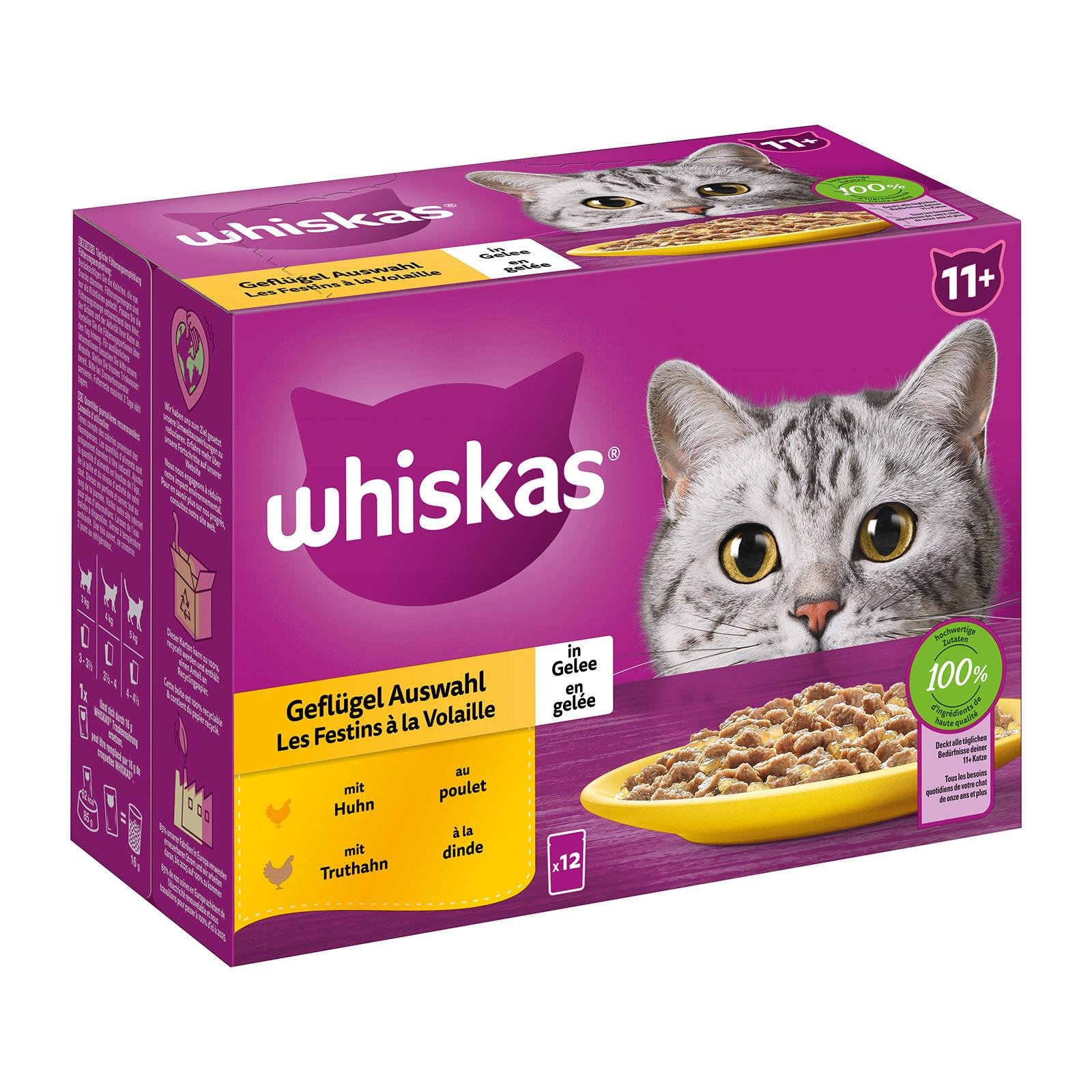 Whiskas Geflügel Auswahl in Gelee 11+
