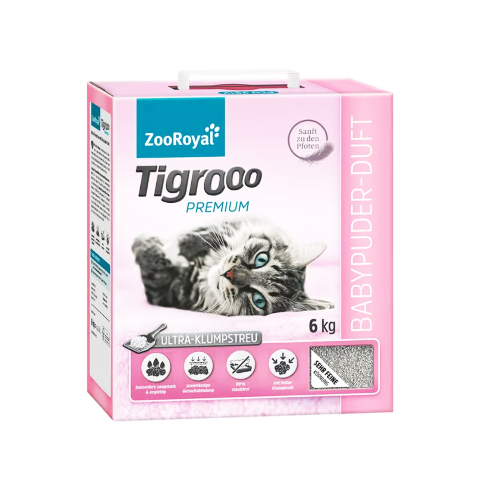 ZooRoyal Tigroo Katzenstreu mit Babypuder Duft