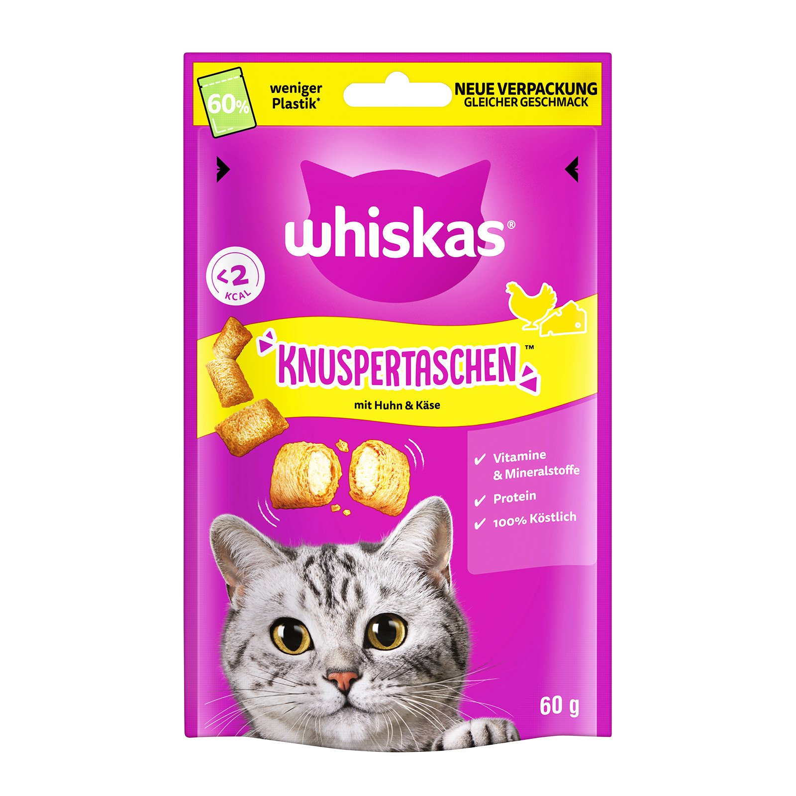 Whiskas Snacks Knuspertaschen mit Huhn & Käse