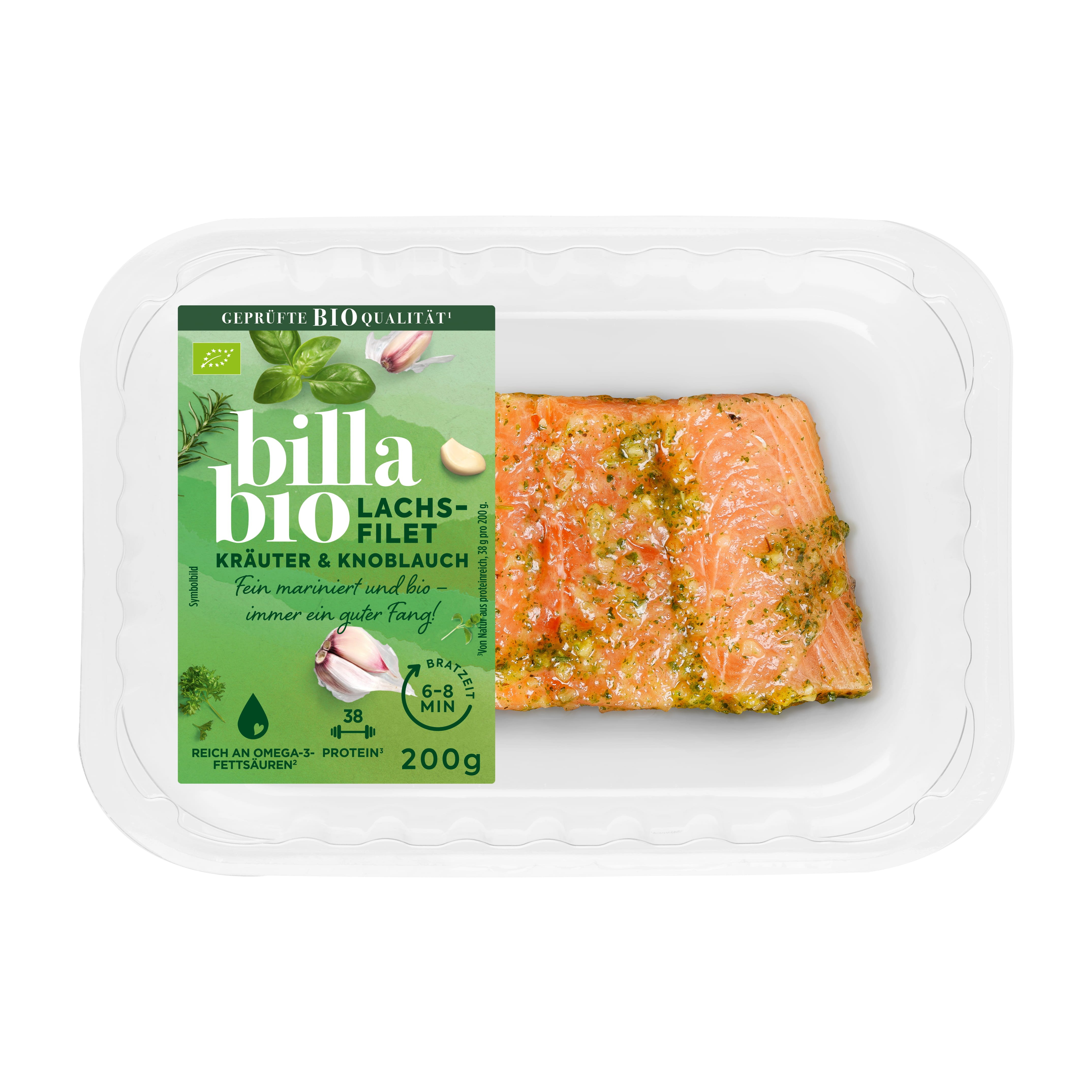 BILLA Bio Lachsfilet mit Knoblauch