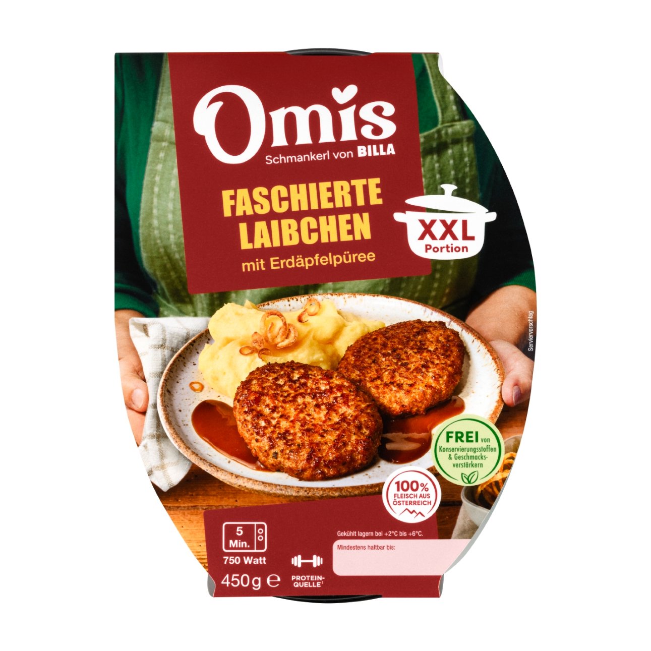 Omis Schmankerl Faschiertes Laibchen mit Püree