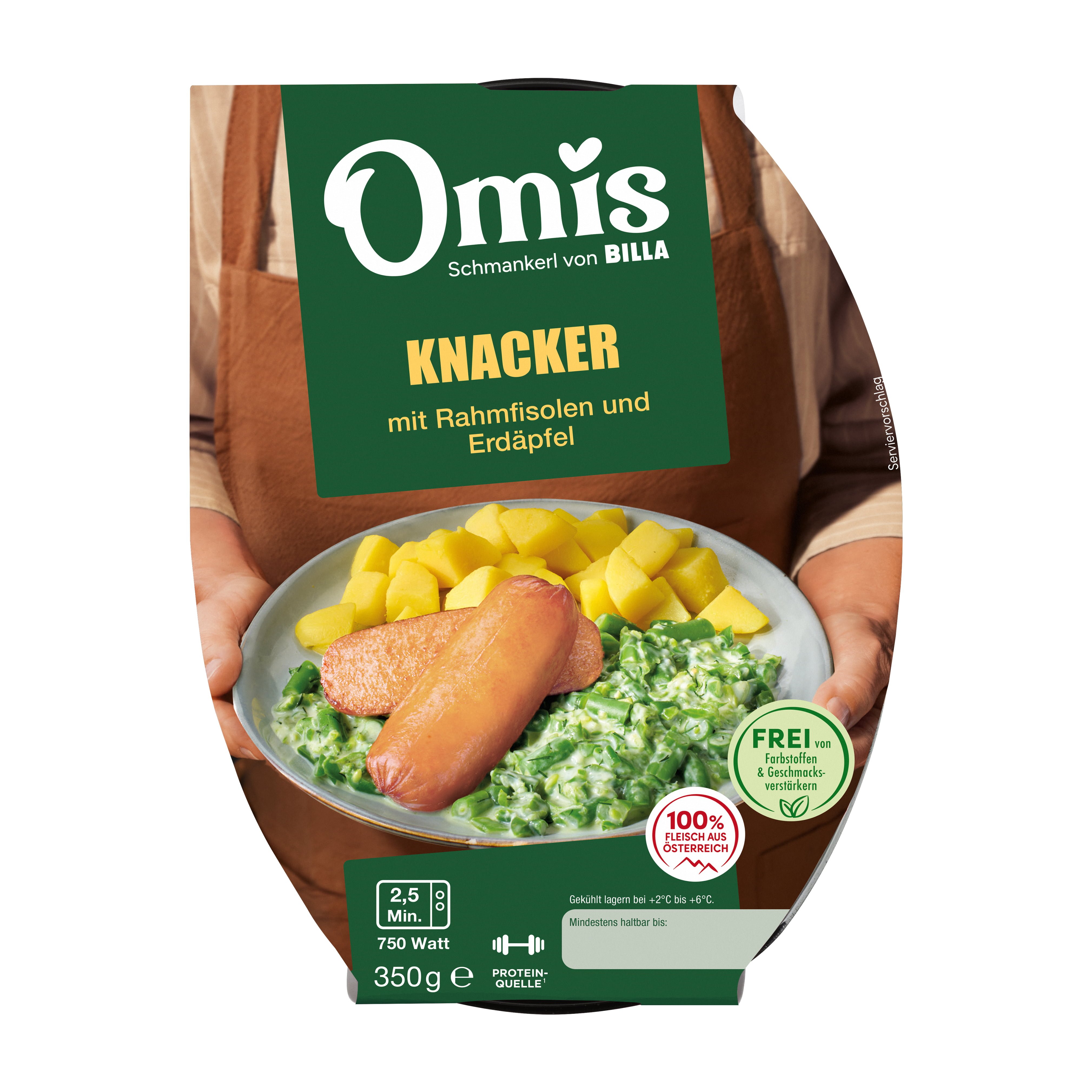 Omis Schmankerl Knacker mit Rahmfisolen