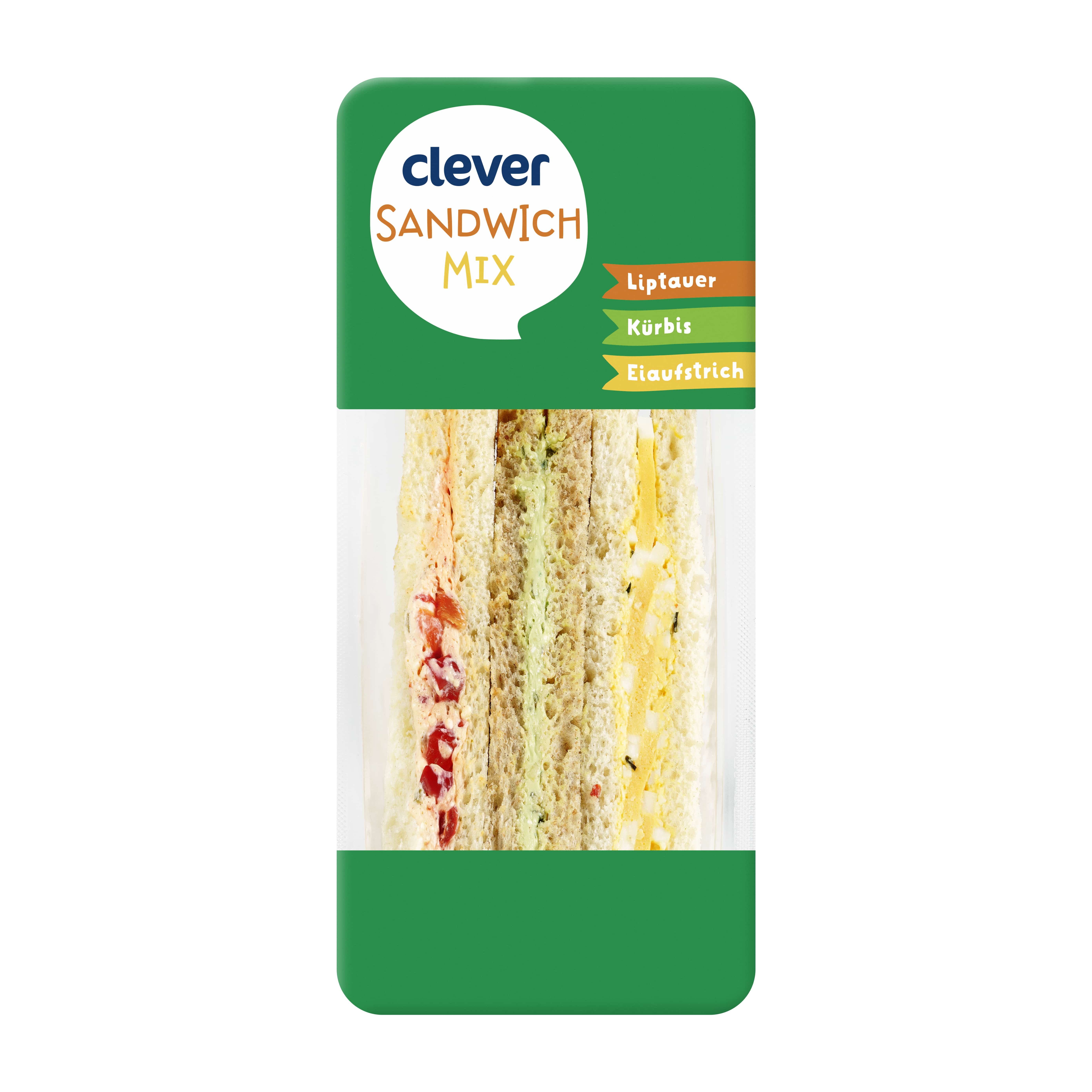 Clever 3er Sandwich Liptauer / Kürbis / Ei