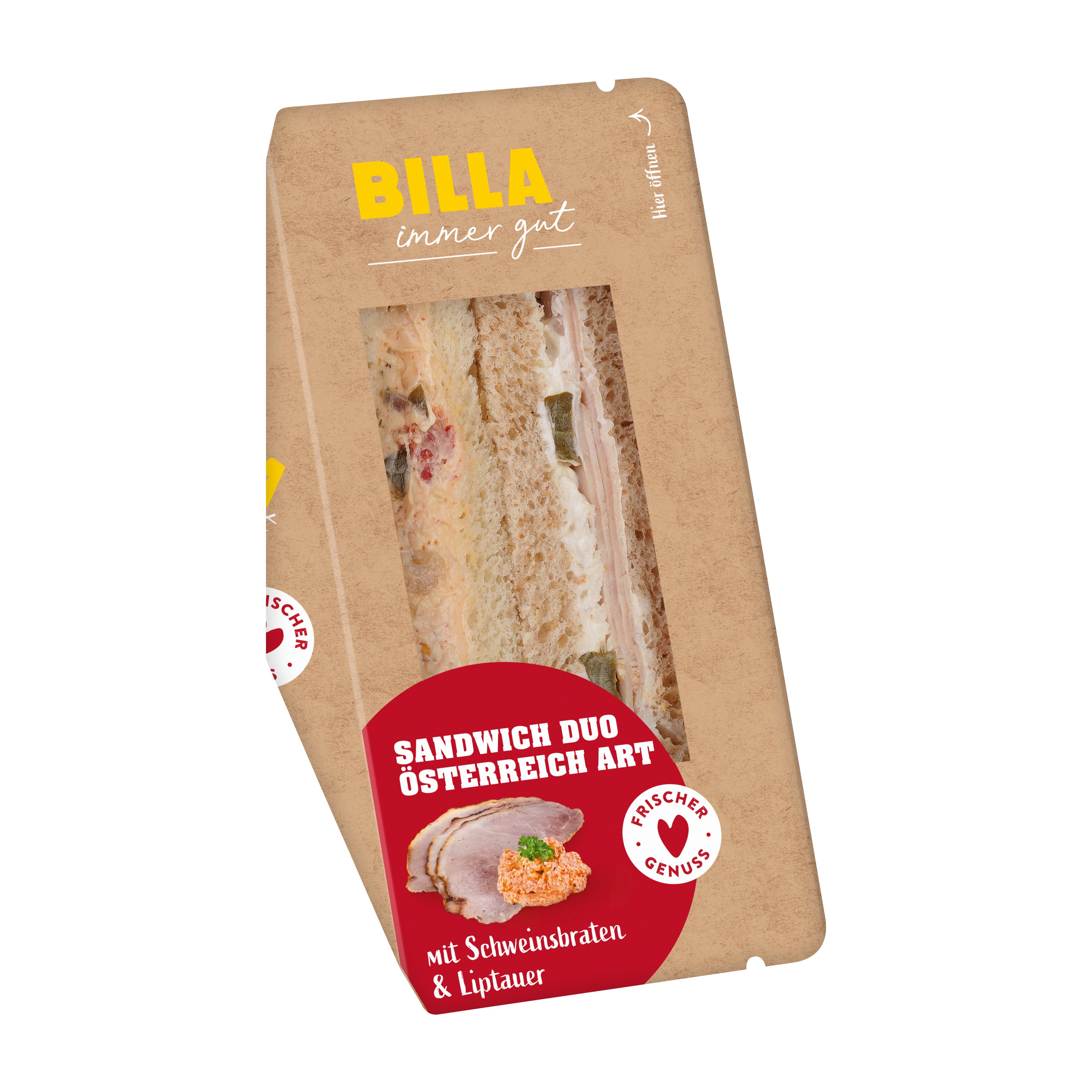 BILLA Duo Sandwich mit Schweinsbraten und Liptauer
