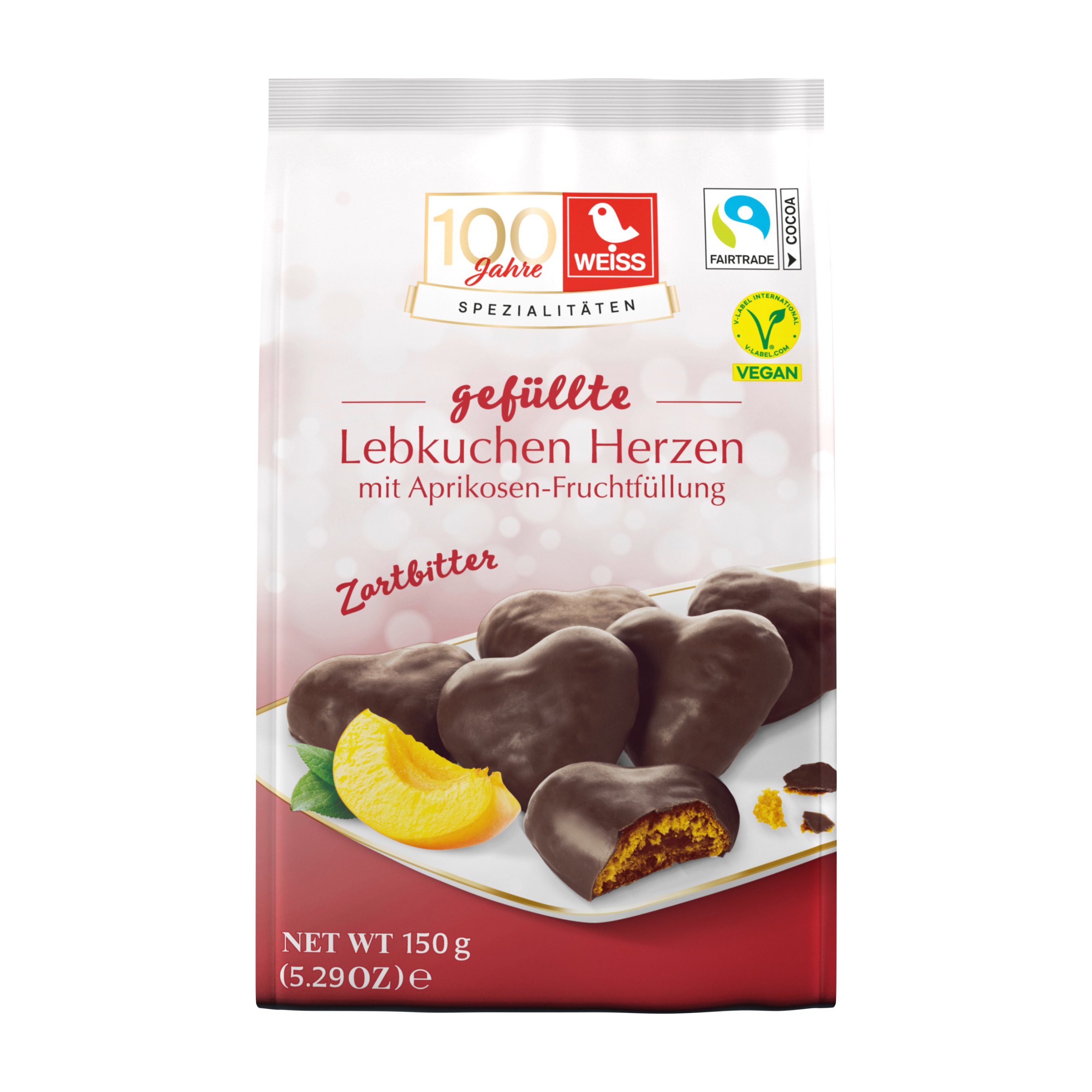 Weiss Gefüllte Lebkuchen Herzen Zartbitter Vegan