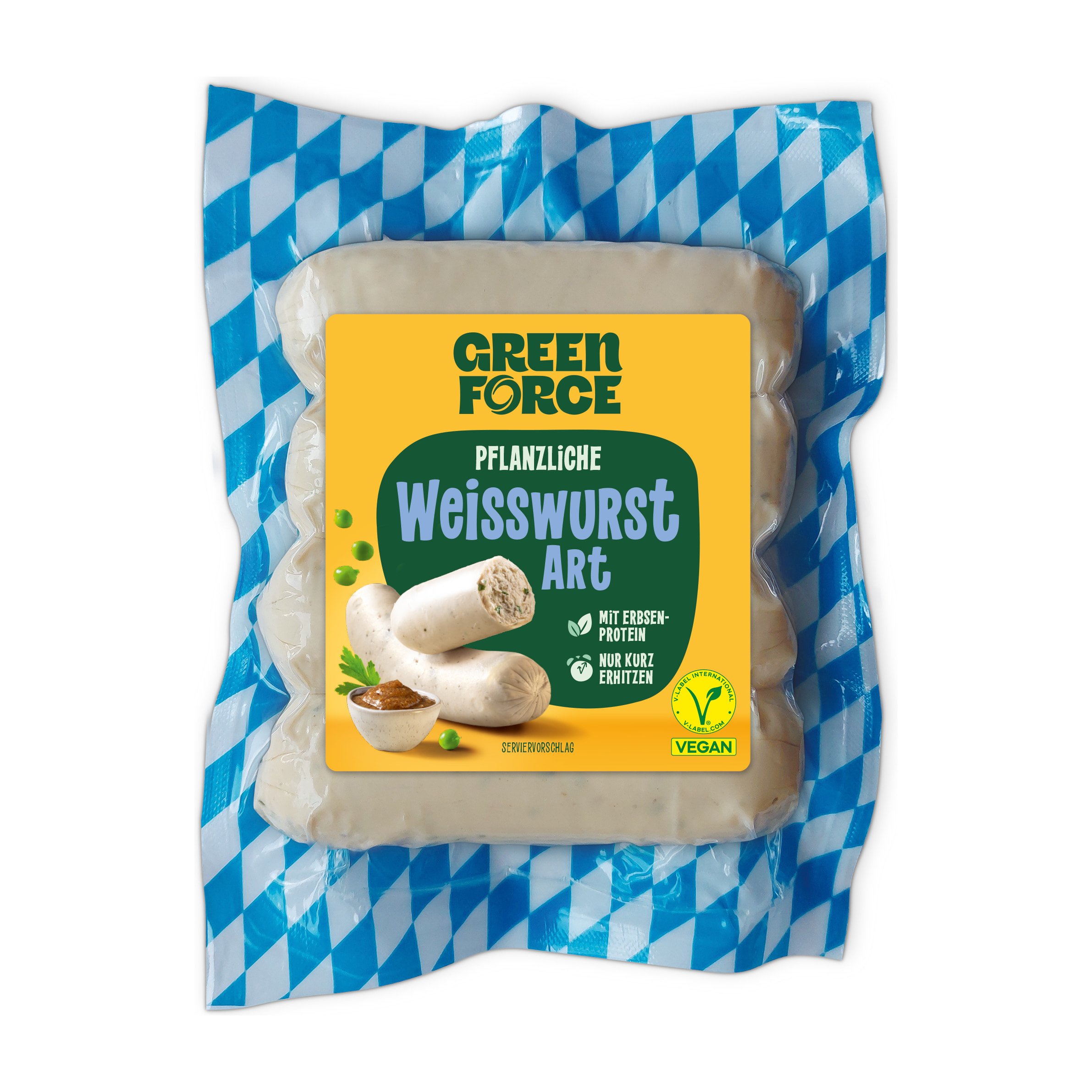 Green Force Pflanzliche Weisswurst Art