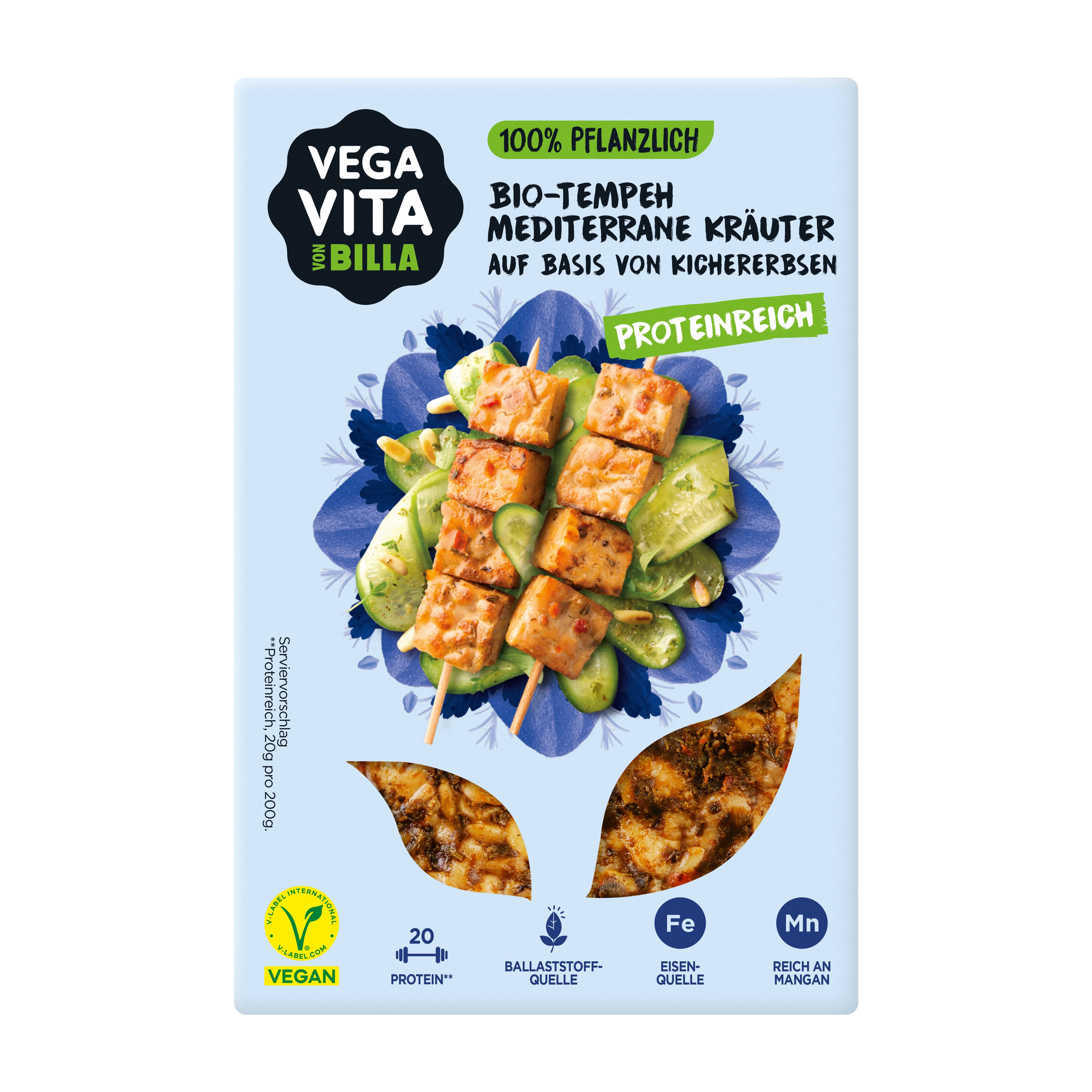 Vegavita Bio Tempeh Kichererbsen mediterrane Kräuter