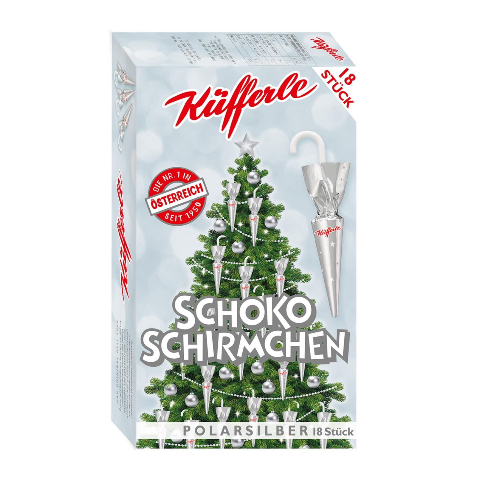 Küfferle Schokoschirmchen 18er Polarsilber