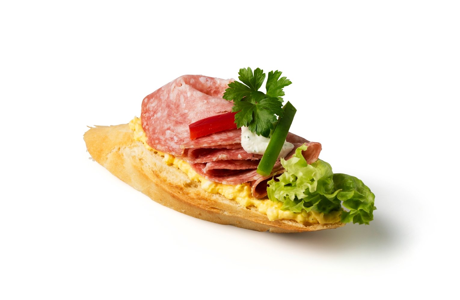 Baguette Brötchen mit Salami