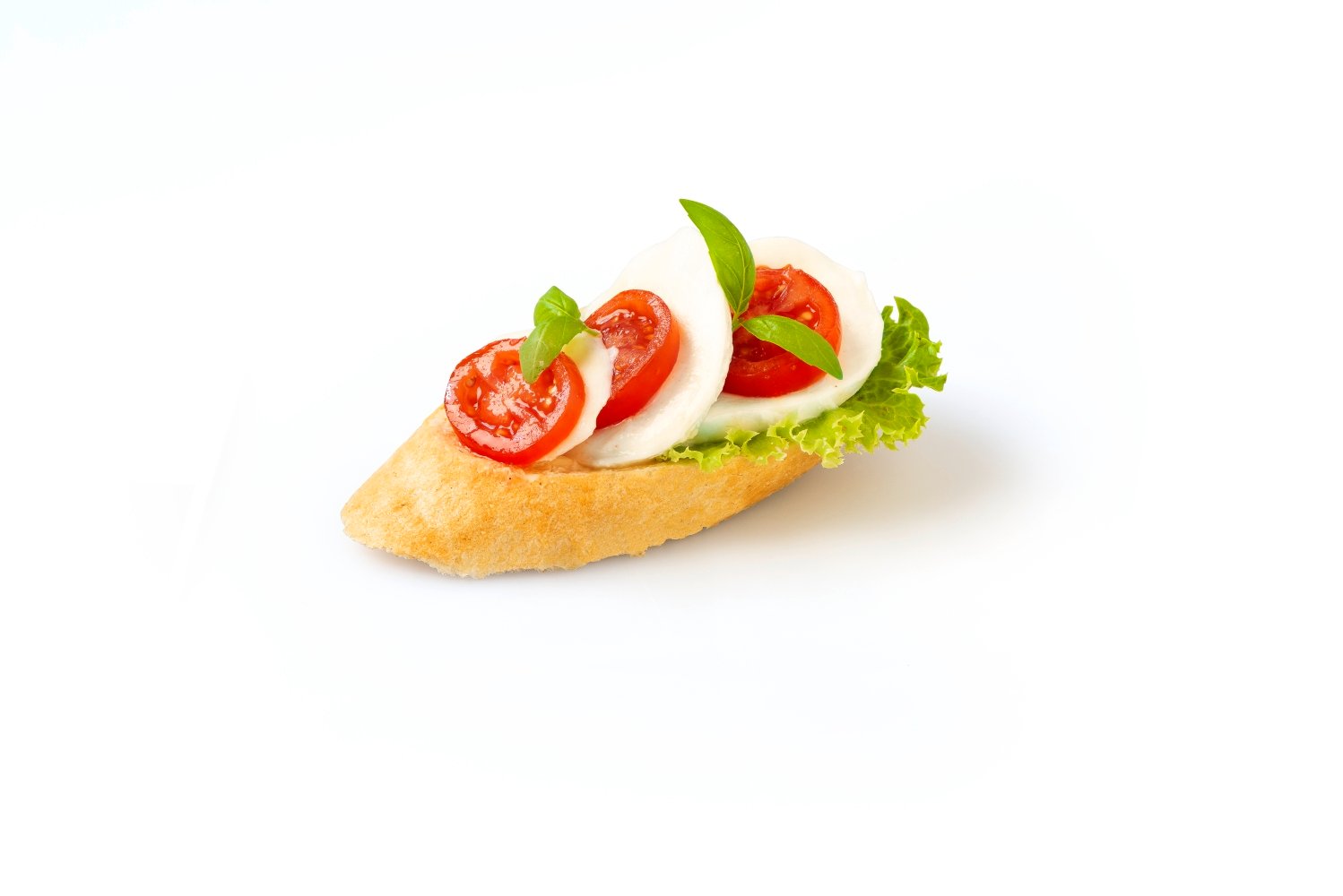 Baguette Brötchen Tomate und Mozarella