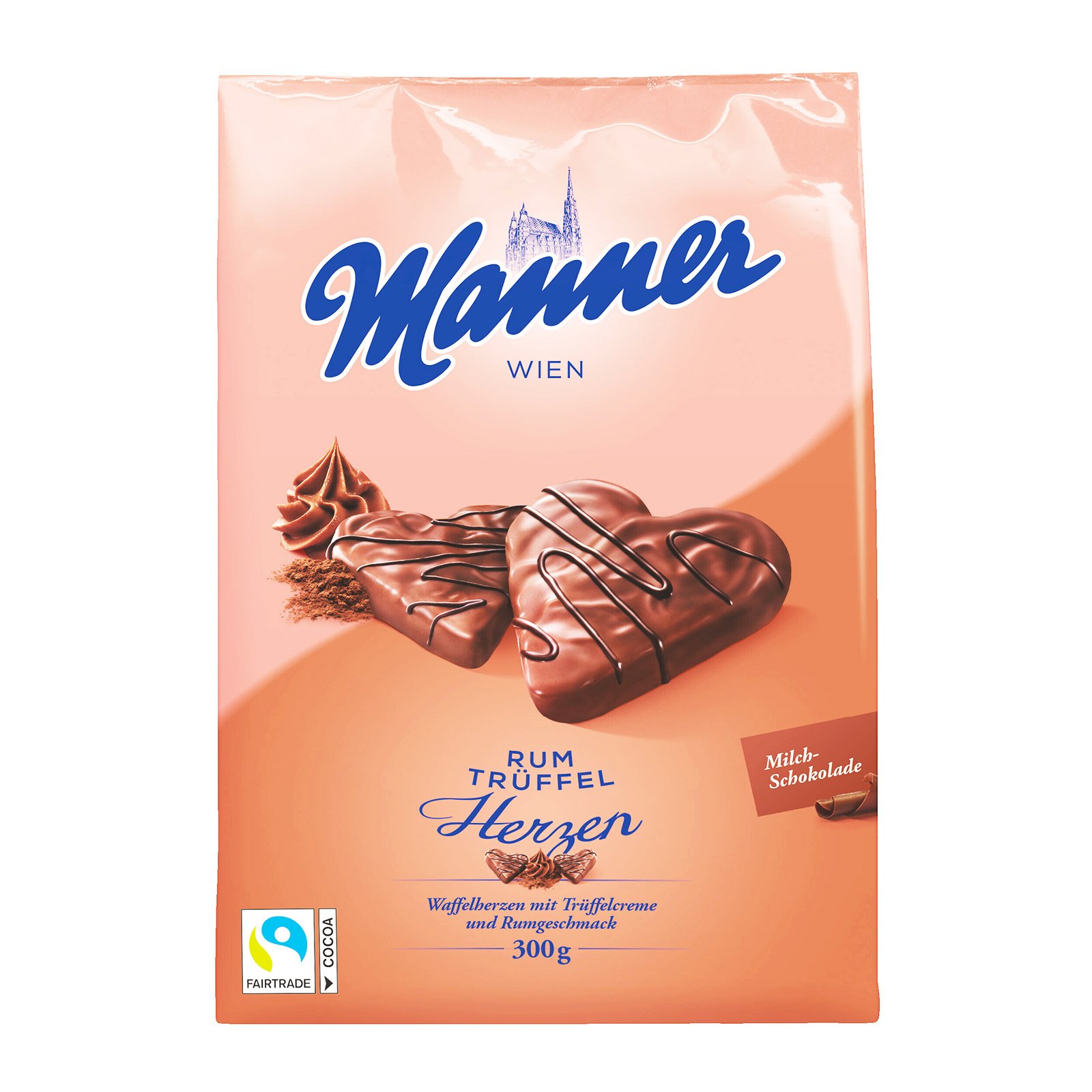 Manner Waffelherzen Rum Trüffel