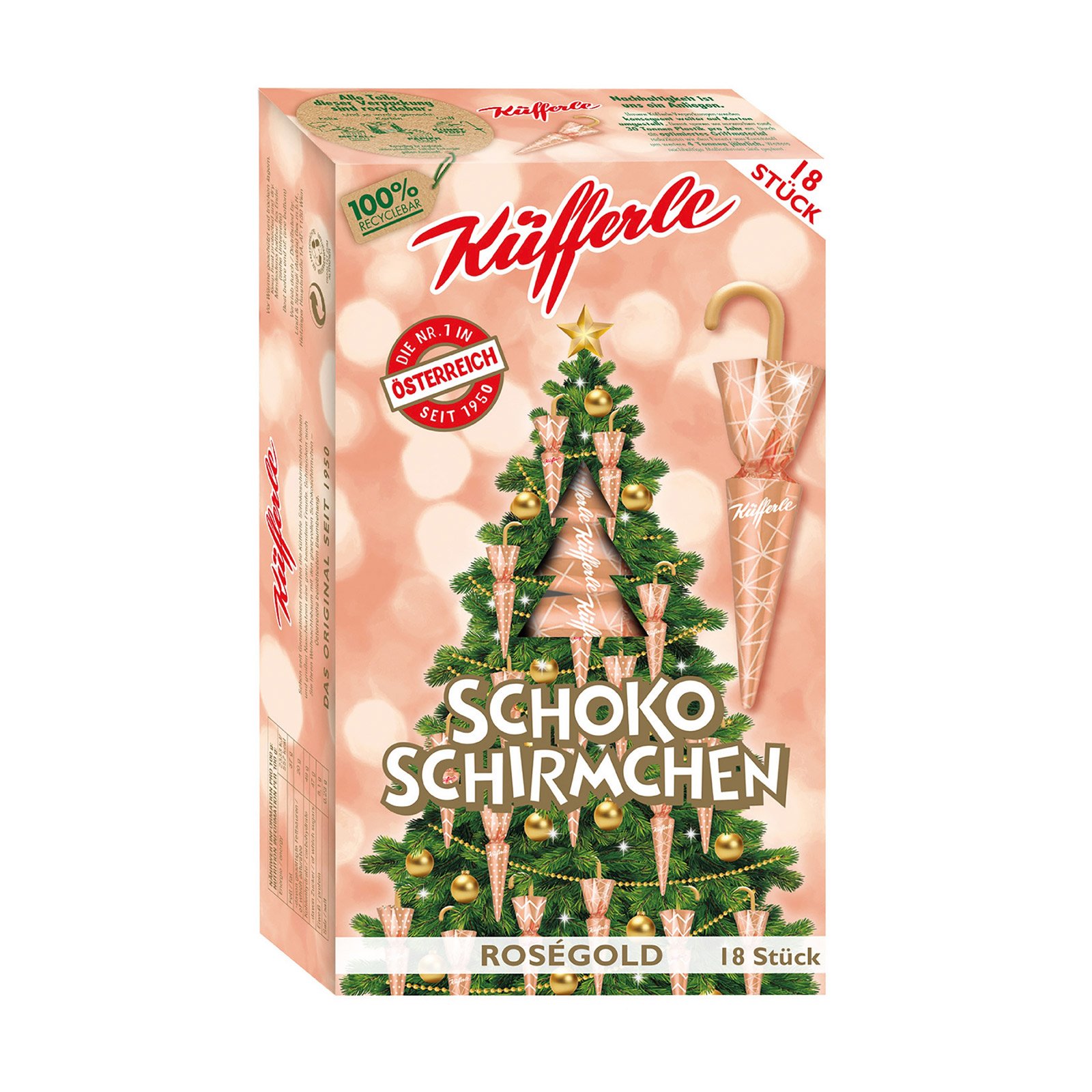 Küfferle Schokoschirmchen 18er Rosegold