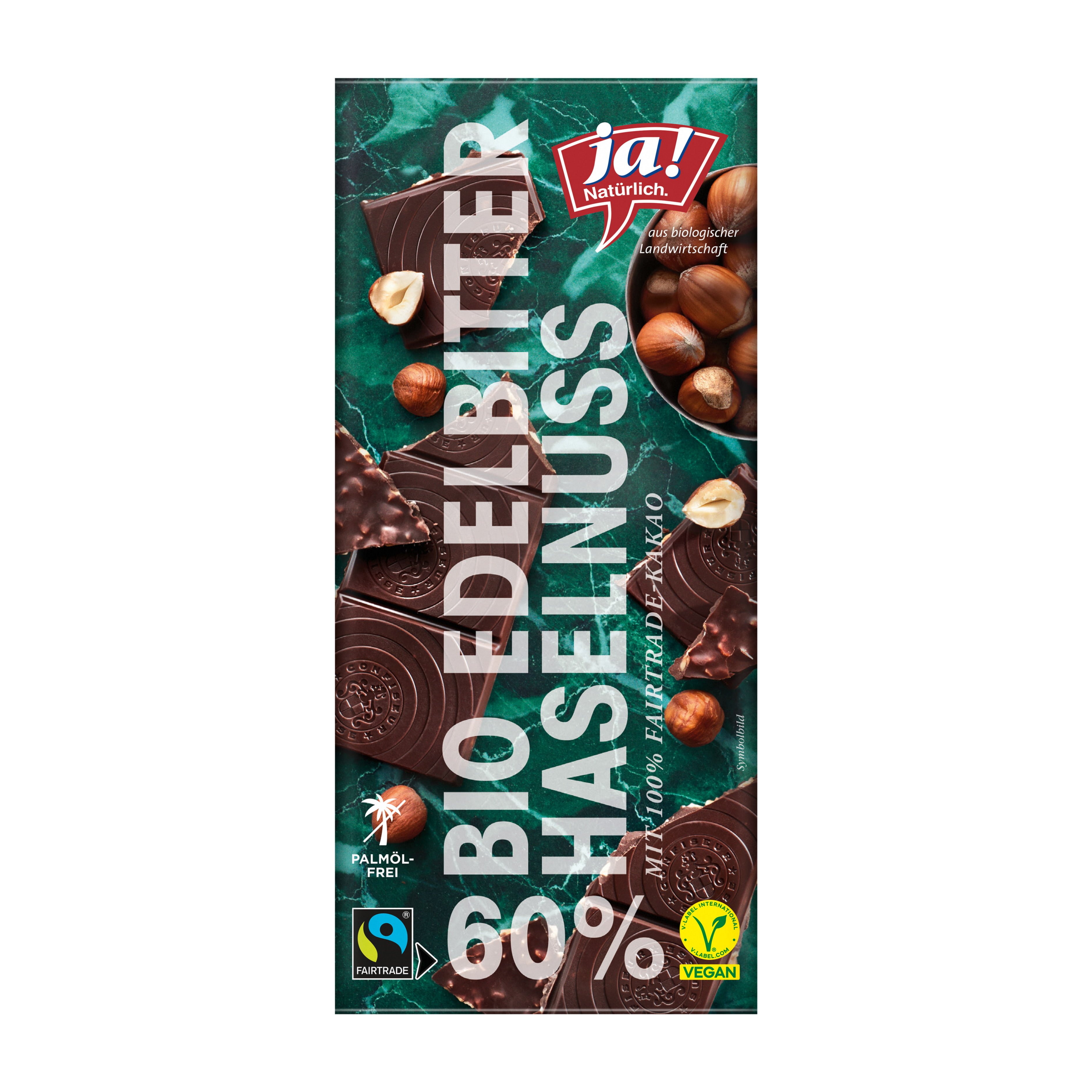 Ja! Natürlich 60% Zartbitter Haselnuss Schokolade