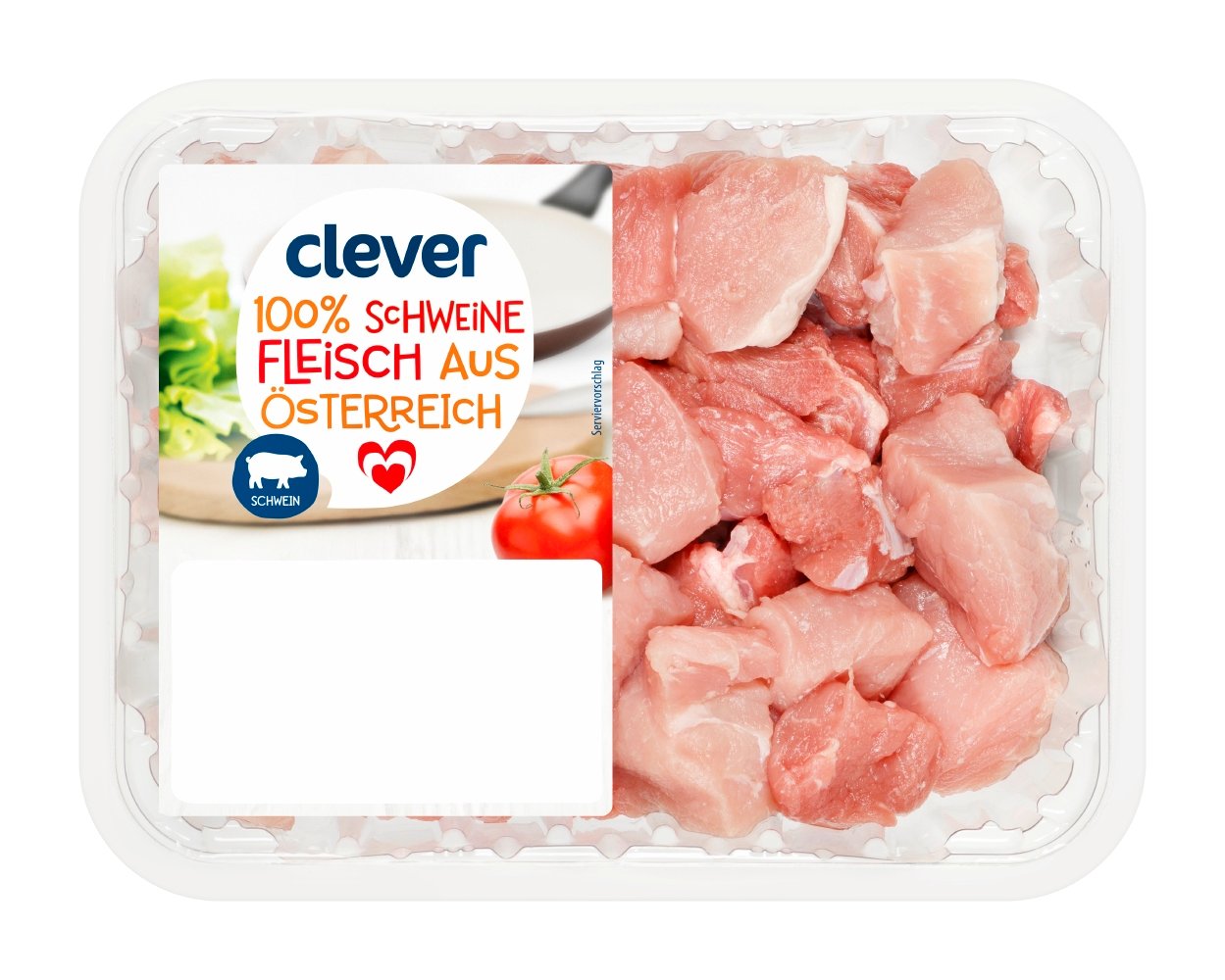 Clever Schweinefleisch würfelig