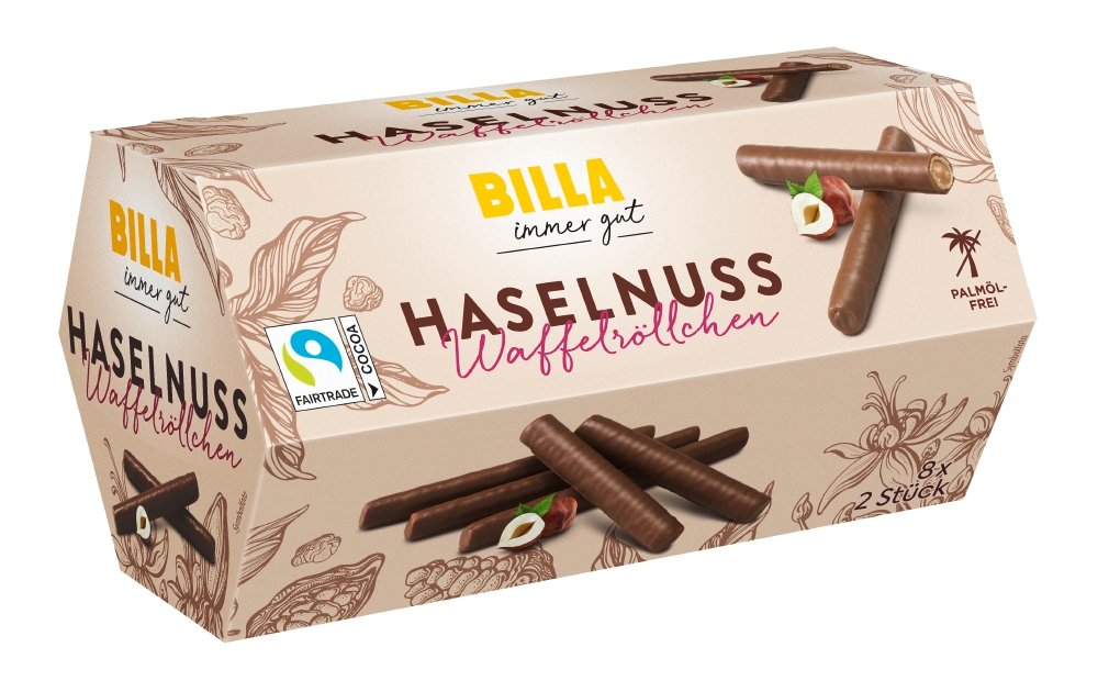 BILLA Haselnuss Waffelröllchen