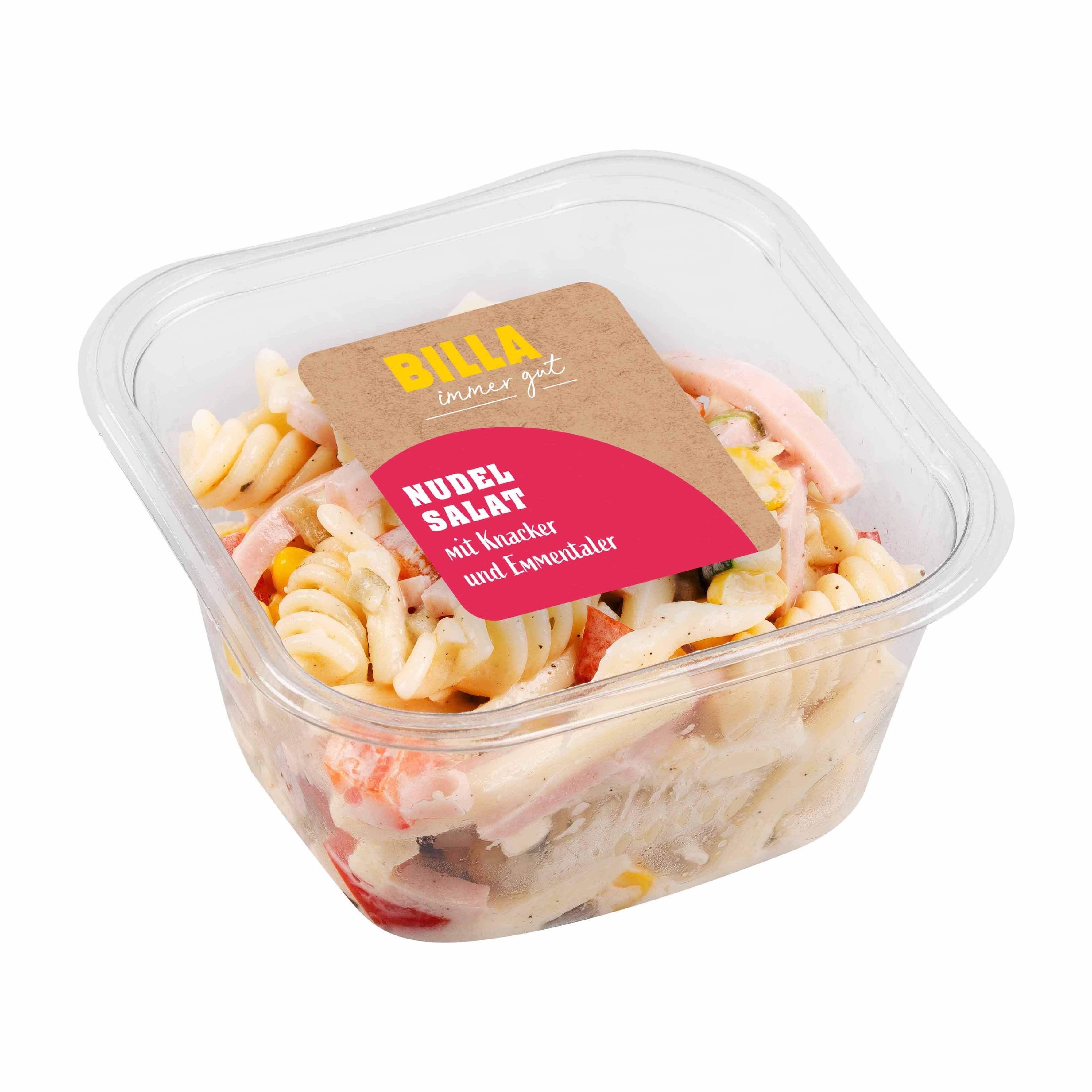 BILLA Nudel Salat mit Knacker und Emmentaler
