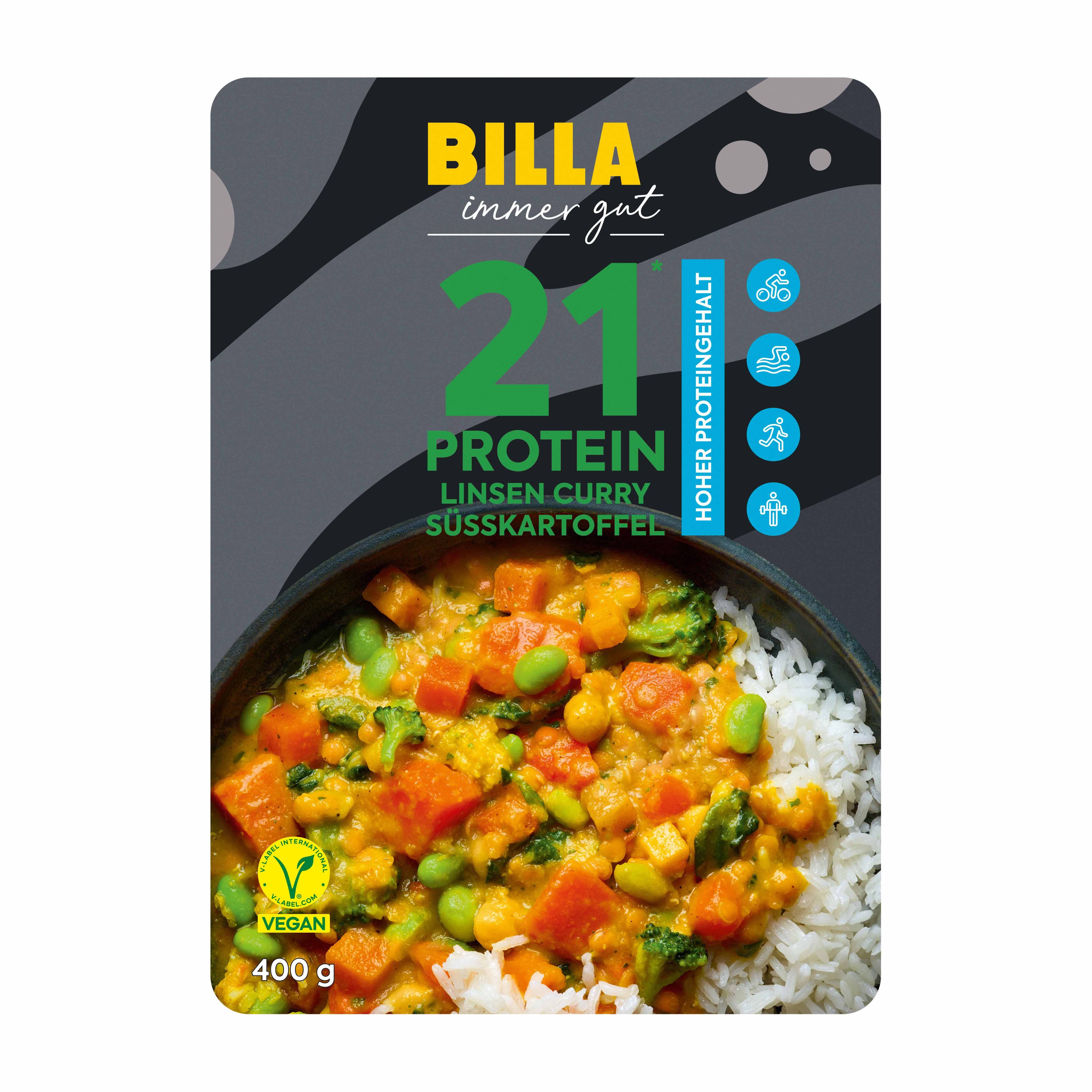 BILLA High Protein Linsen Curry mit Süßkartoffel
